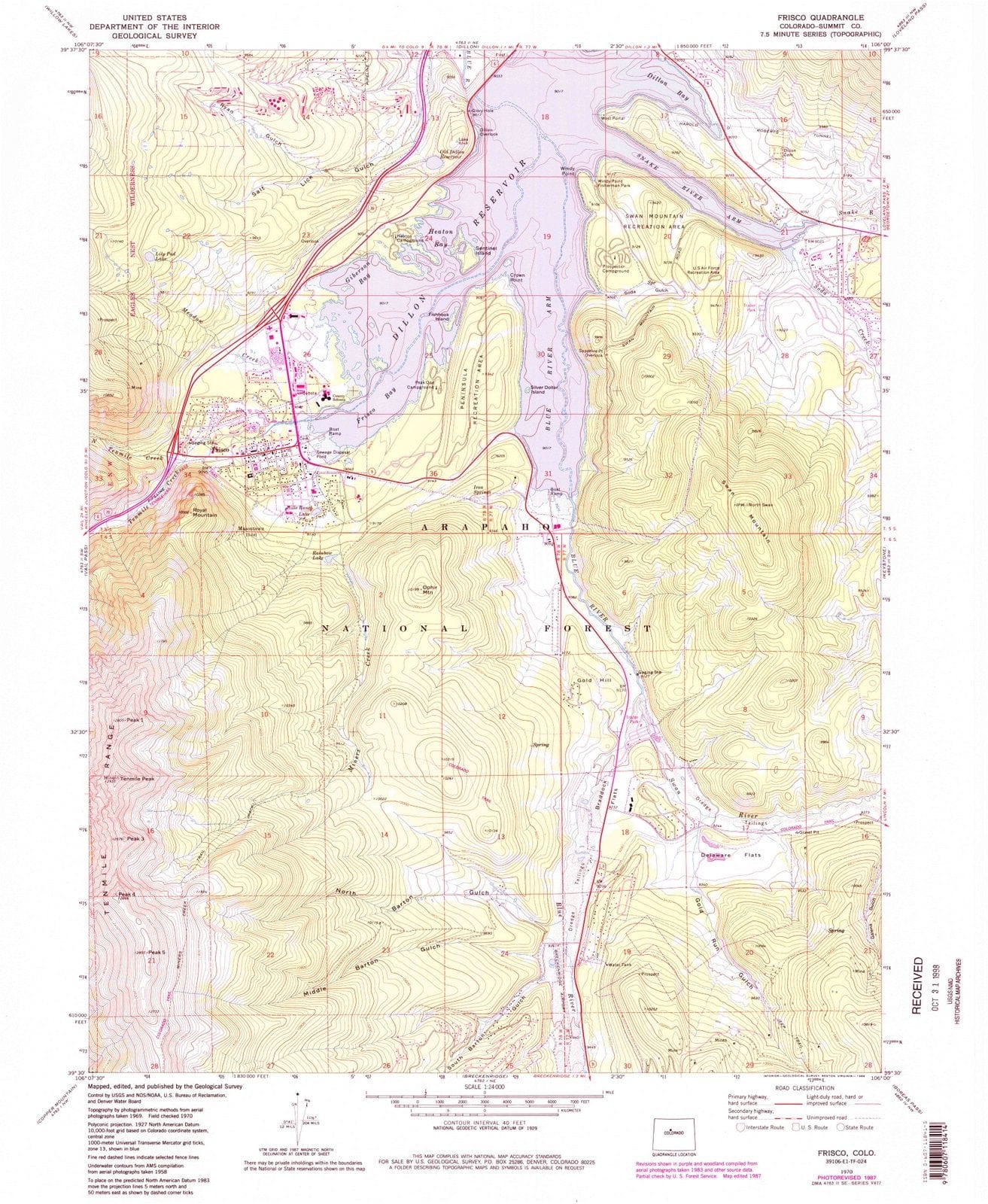1970 Frisco, CO - Colorado - USGS Topographic Map