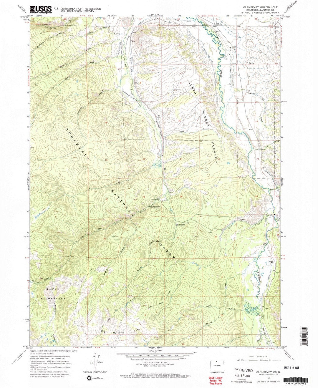 1967 Glendevey, CO - Colorado - USGS Topographic Map