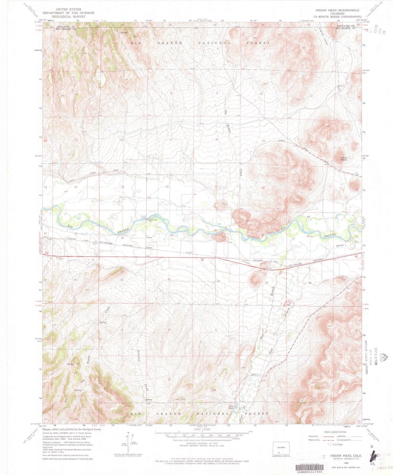 1966 Indian Head, CO - Colorado - USGS Topographic Map