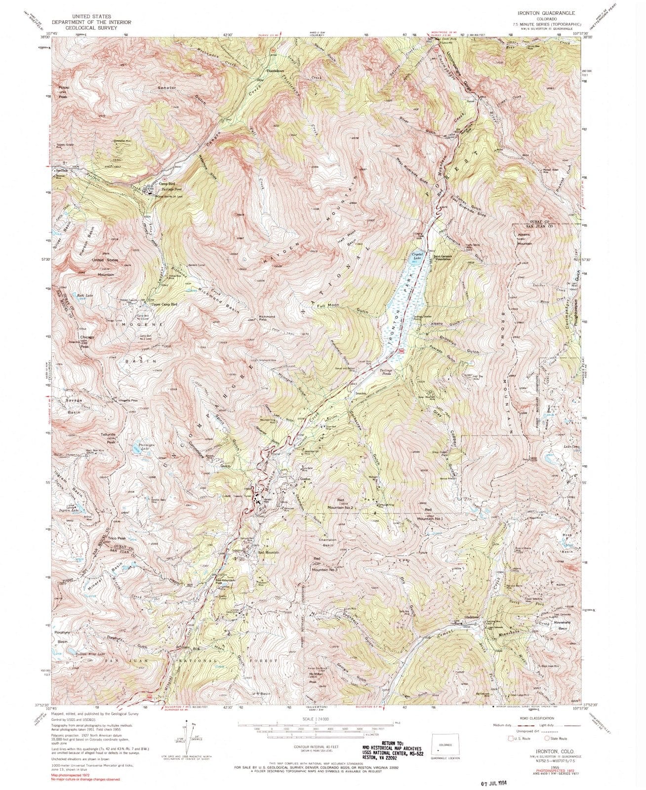 1955 Ironton, CO - Colorado - USGS Topographic Map