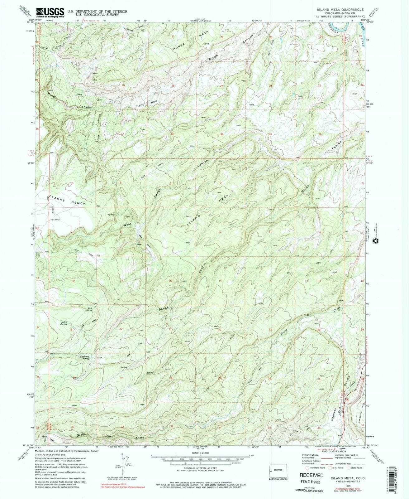 1969 Island Mesa, CO - Colorado - USGS Topographic Map