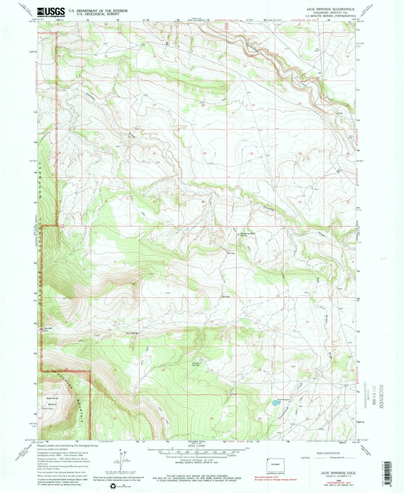 1966 Jack Springs, CO - Colorado - USGS Topographic Map