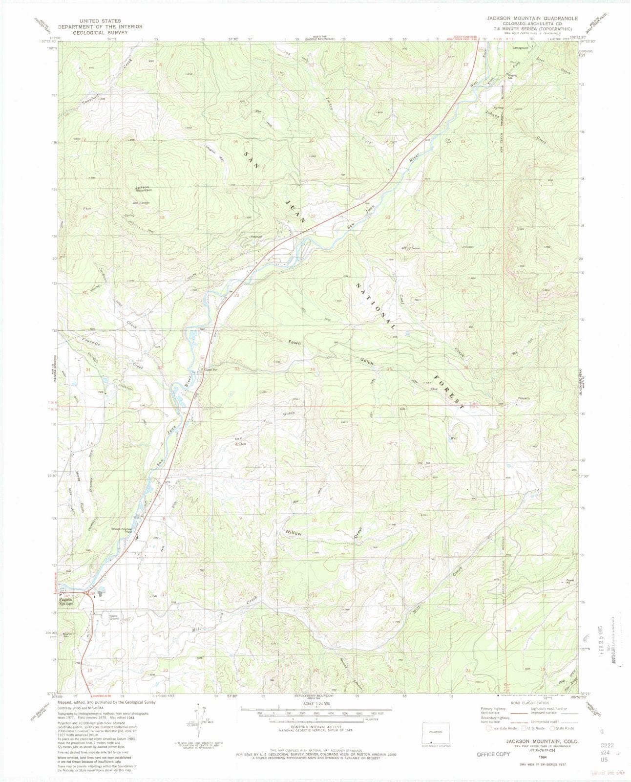 1984 Jackson Mountain, CO - Colorado - USGS Topographic Map