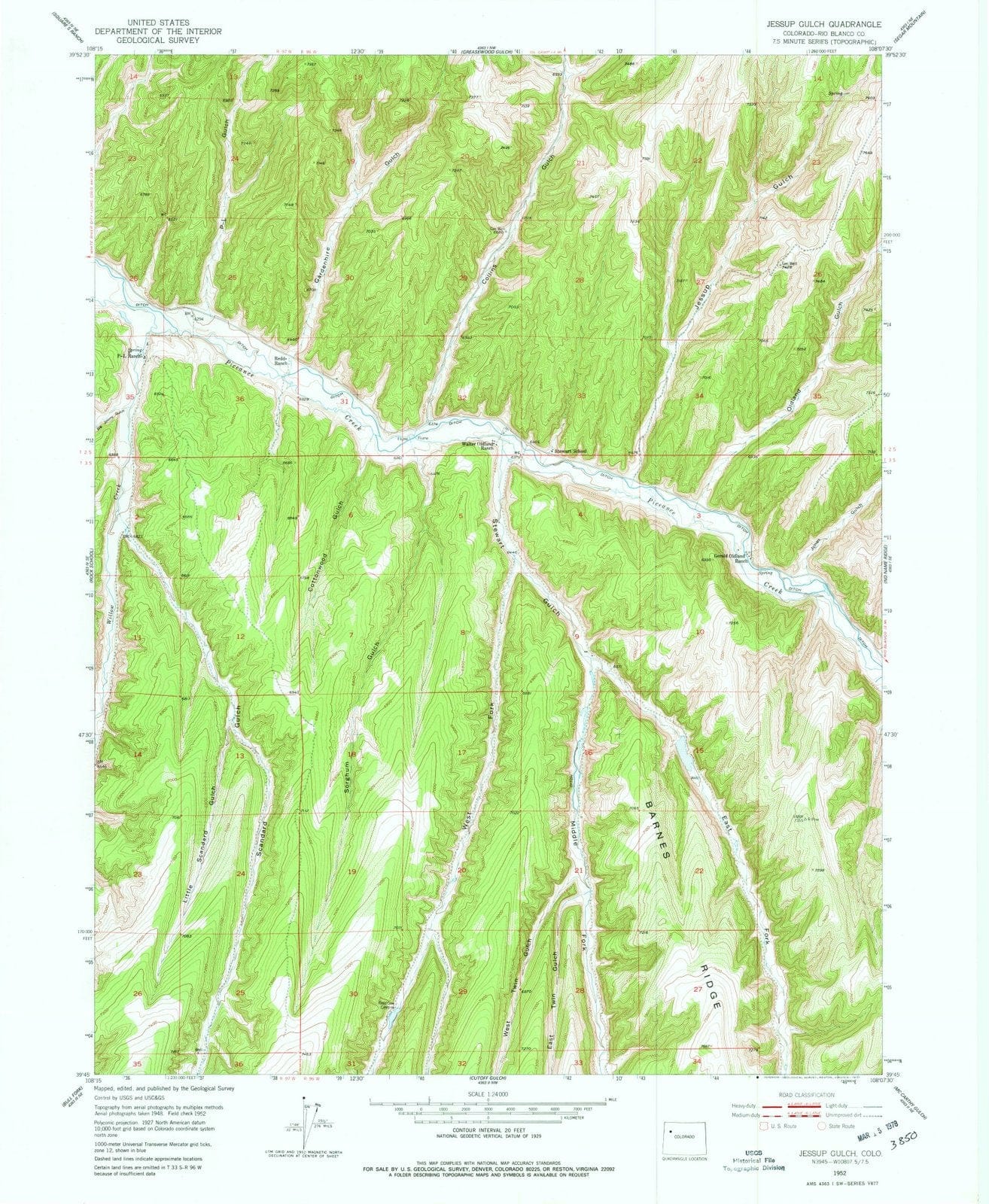 1952 Jessup Gulch, CO - Colorado - USGS Topographic Map