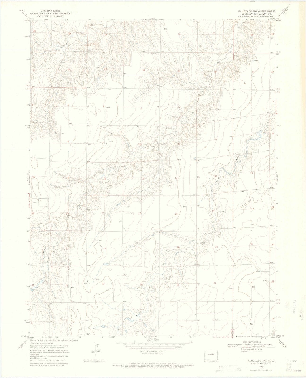 1969 Kanorado, CO Colorado USGS Topographic Map v2 Historic Pictoric