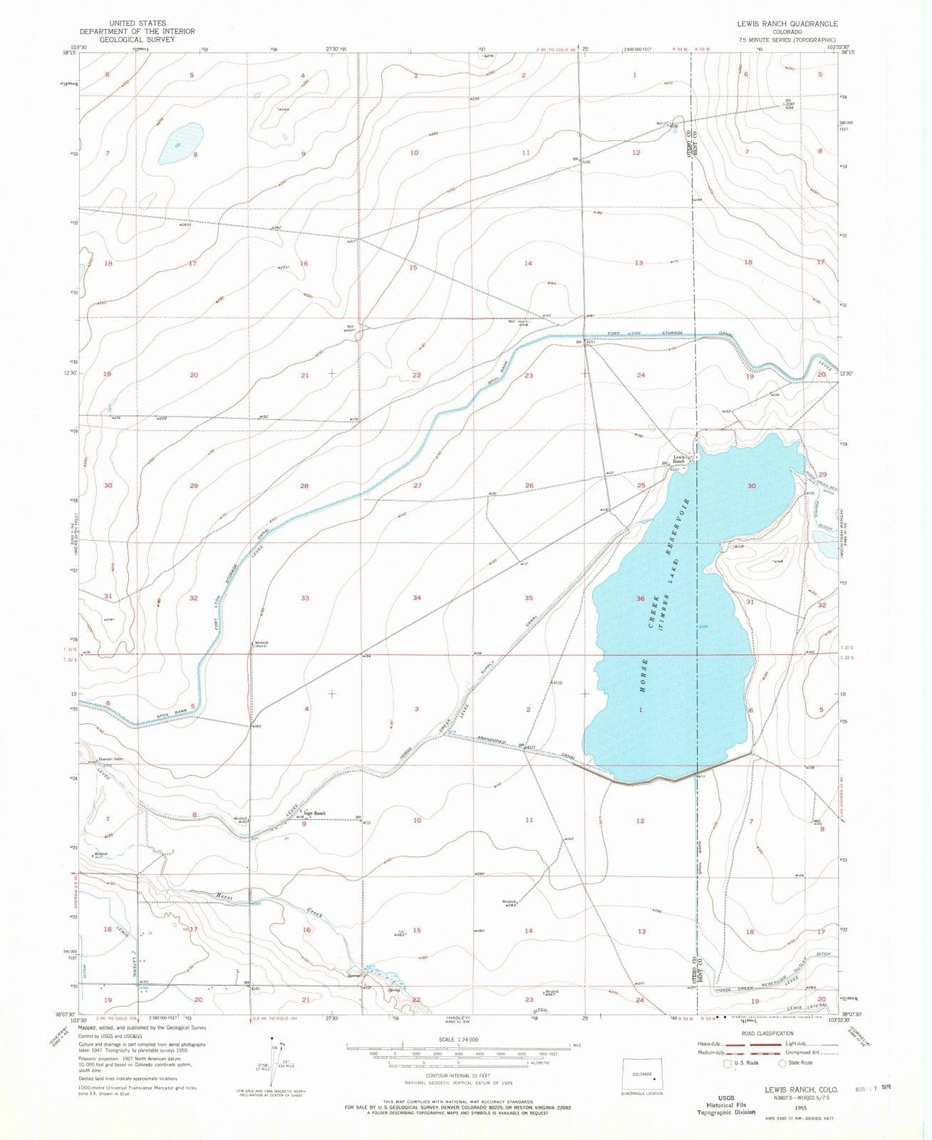 1955 Lewis Ranch, CO - Colorado - USGS Topographic Map