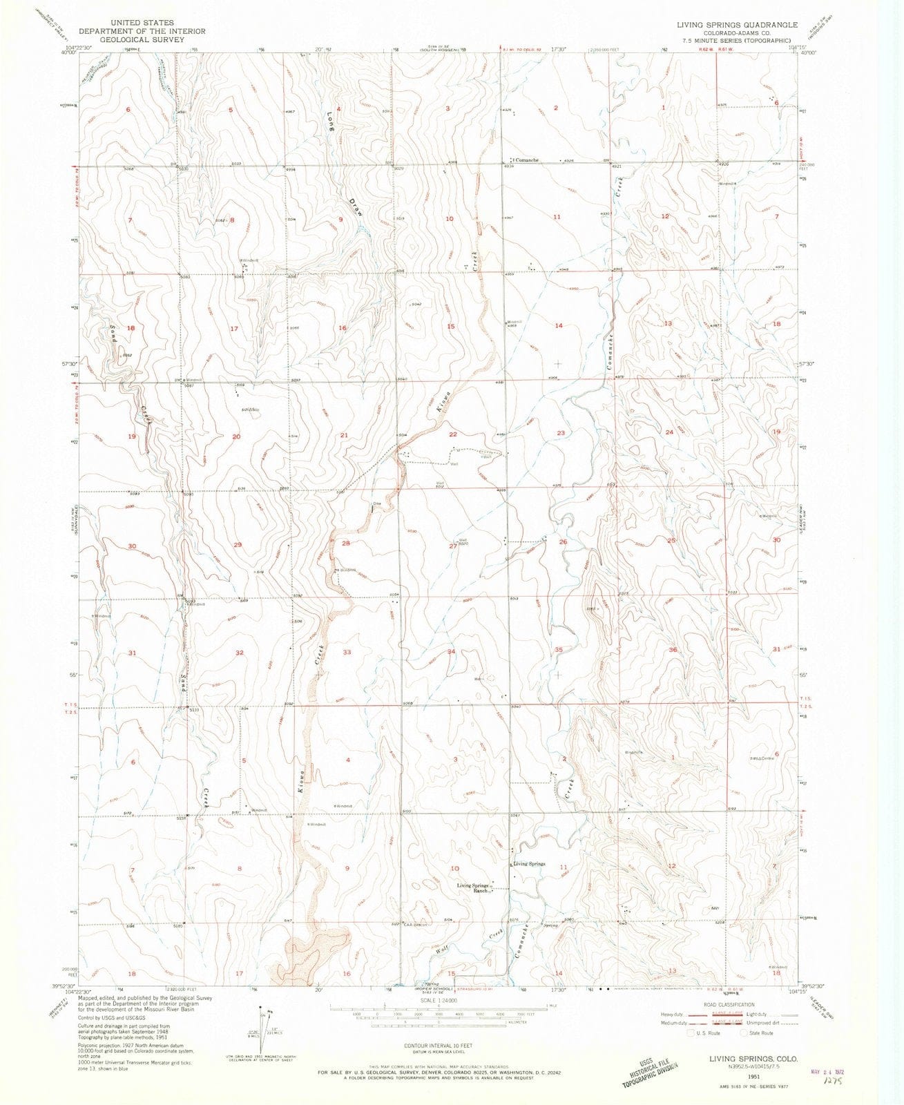 1951 Living Springs, CO - Colorado - USGS Topographic Map