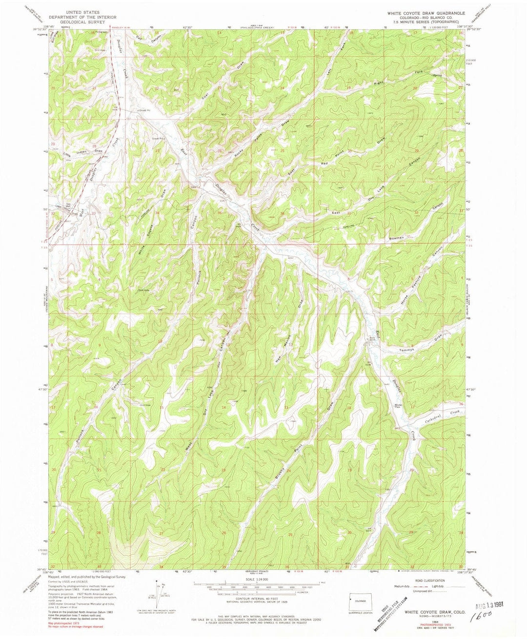 1964 White Coyote Draw, CO - Colorado - USGS Topographic Map