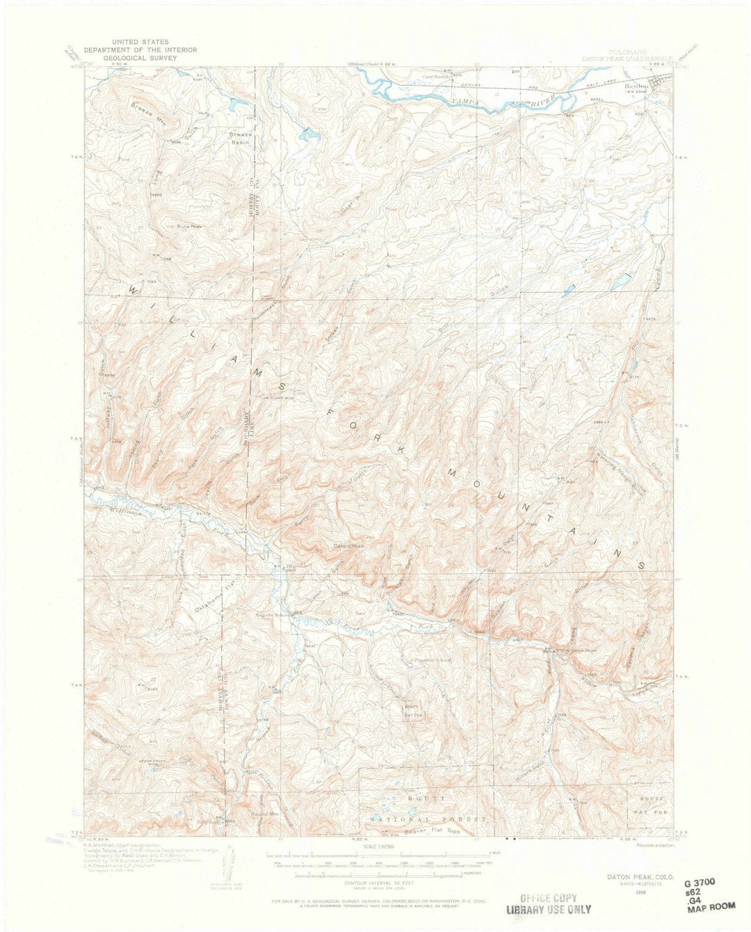 1916 Daton Peak, CO - Colorado - USGS Topographic Map
