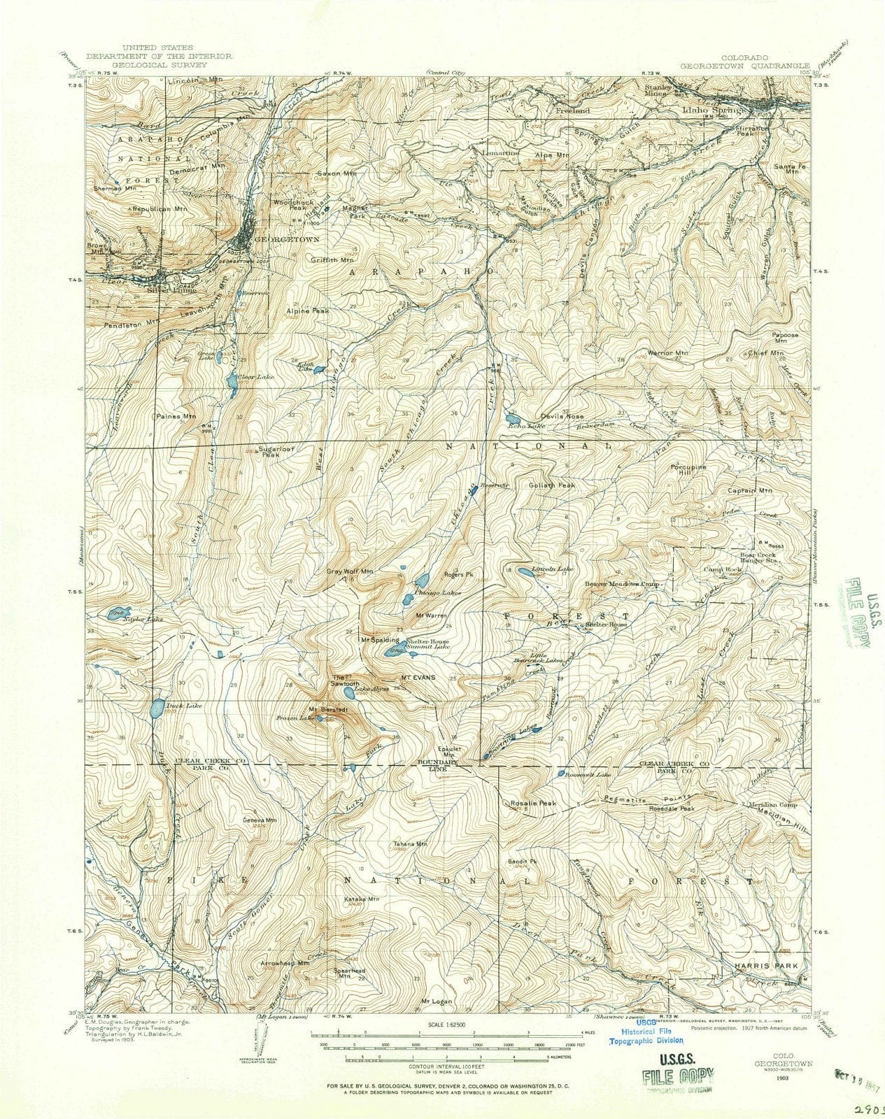 1903 Georgetown, CO - Colorado - USGS Topographic Map