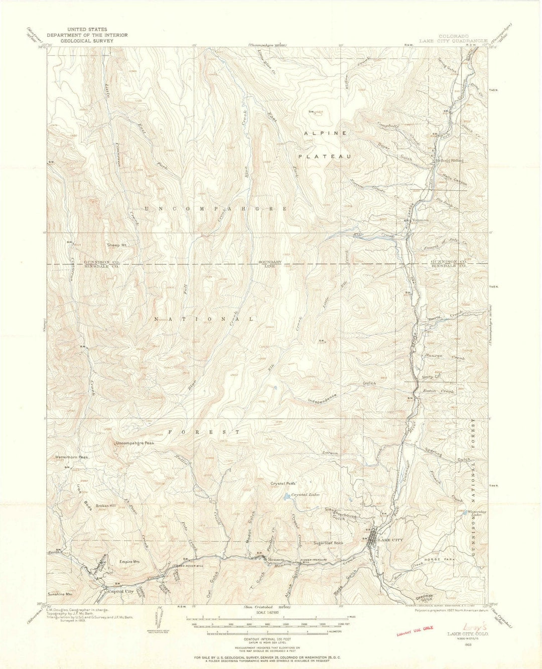 1903 Lake City, CO - Colorado - USGS Topographic Map
