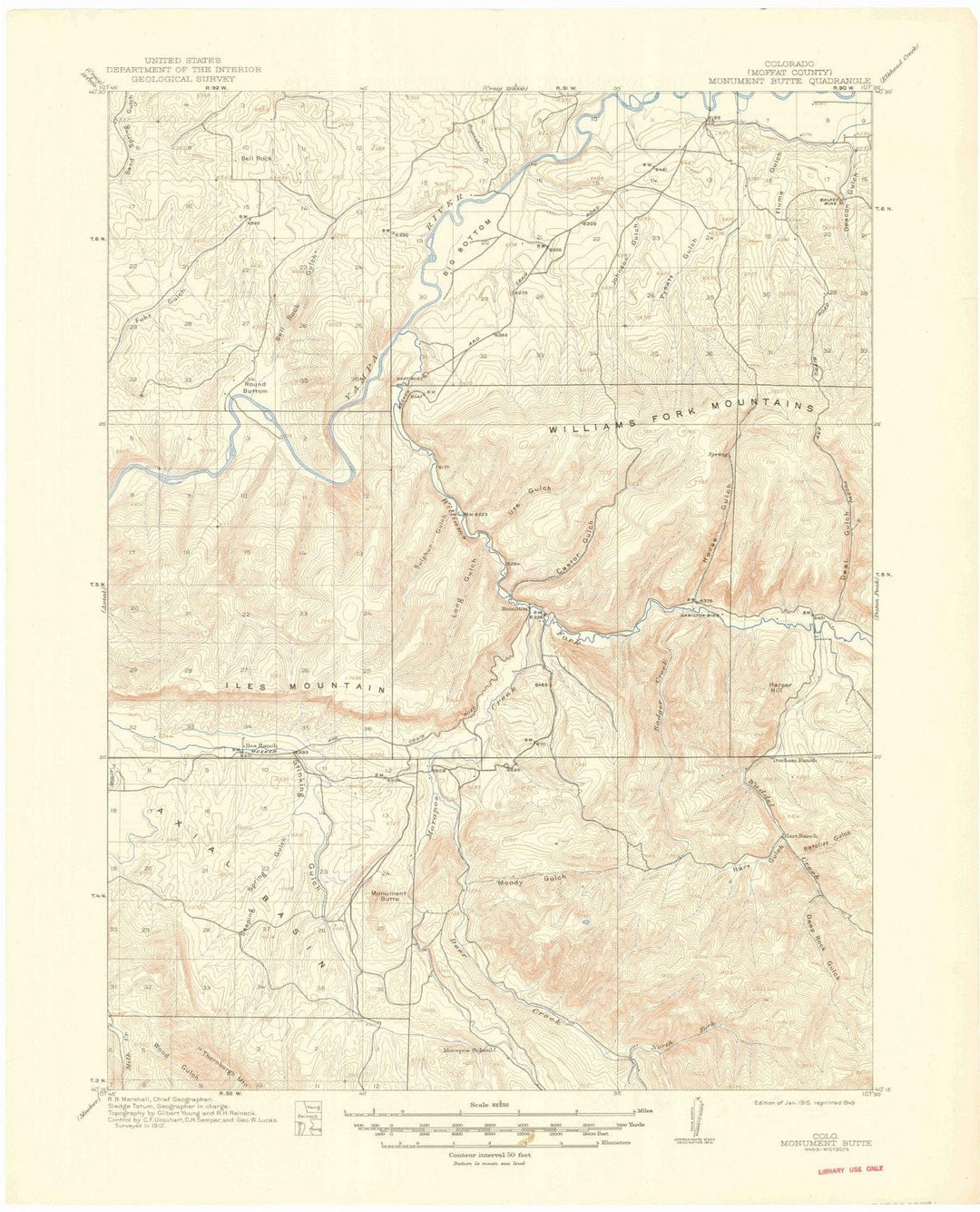 1915 Monument Butte, CO - Colorado - USGS Topographic Map