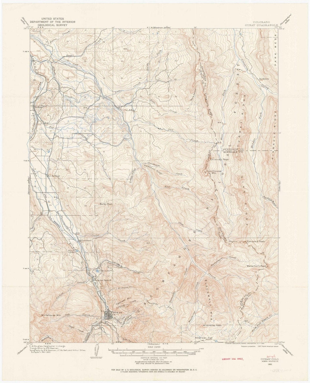 1902 Ouray, CO - Colorado - USGS Topographic Map