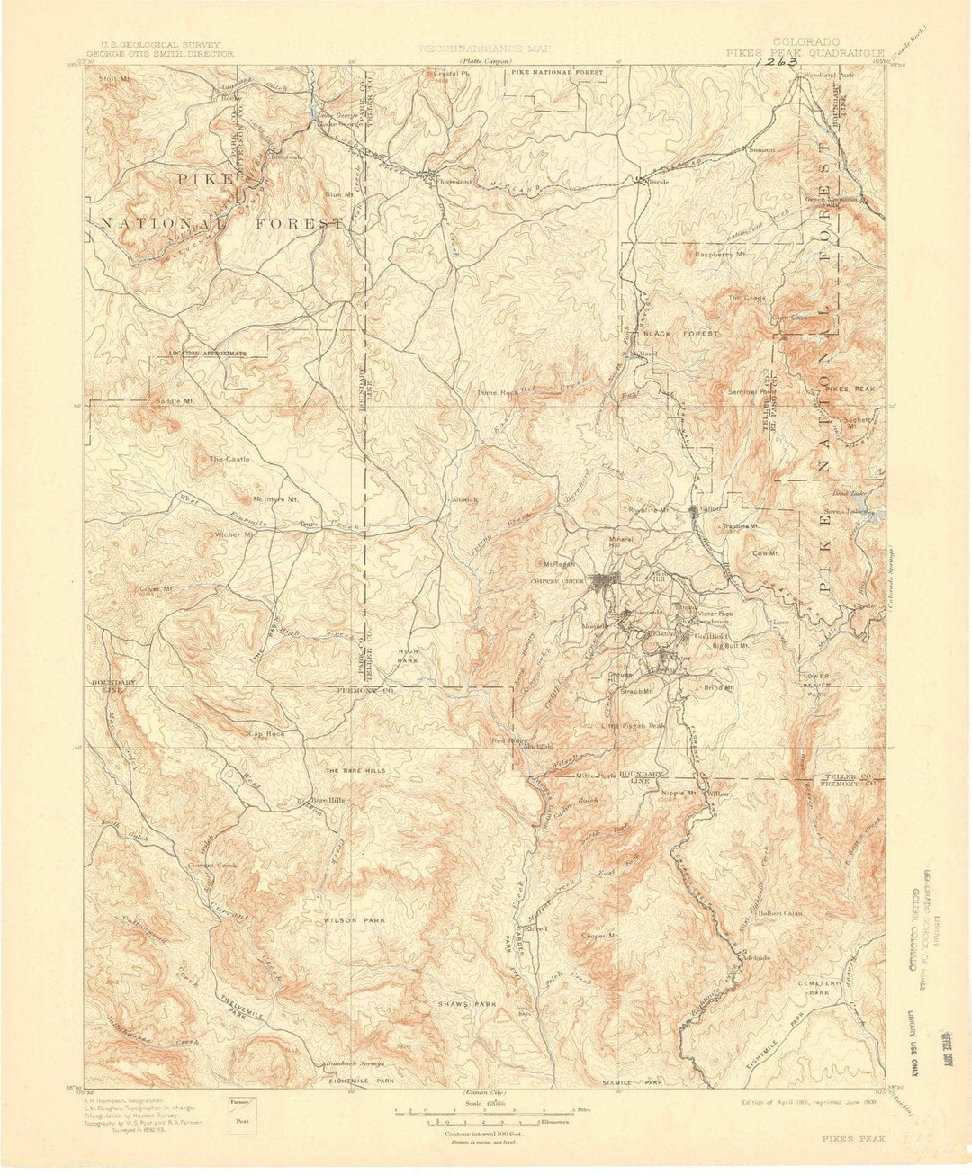 1901 Pikes Peak, CO - Colorado - USGS Topographic Map