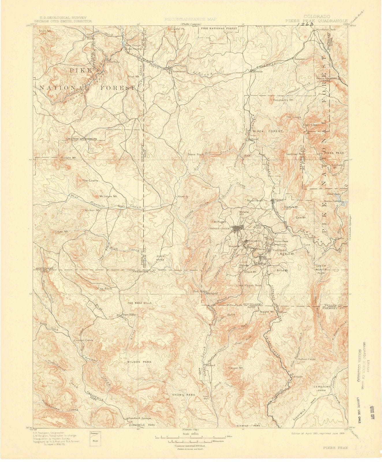 1901 Pikes Peak, CO - Colorado - USGS Topographic Map