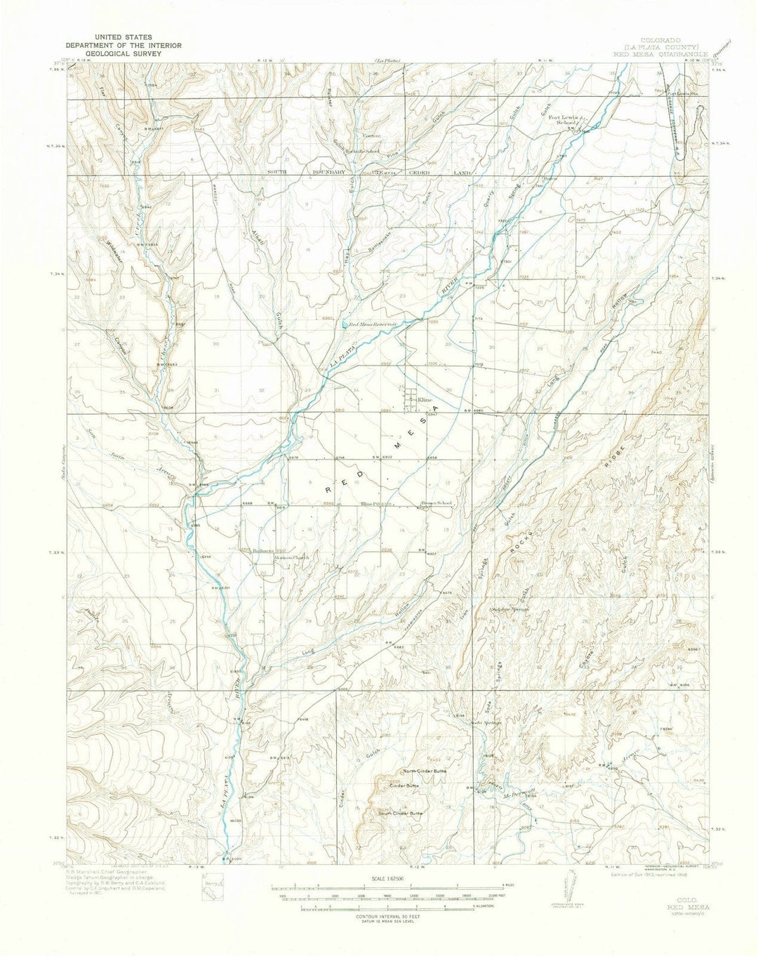 1913 Red Mesa, CO - Colorado - USGS Topographic Map