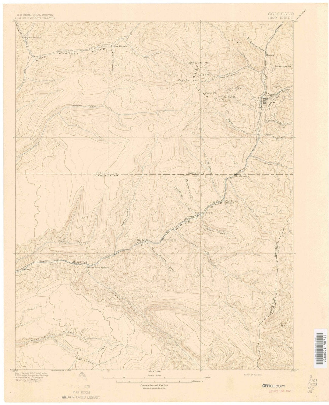 1897 Rico, CO - Colorado - USGS Topographic Map