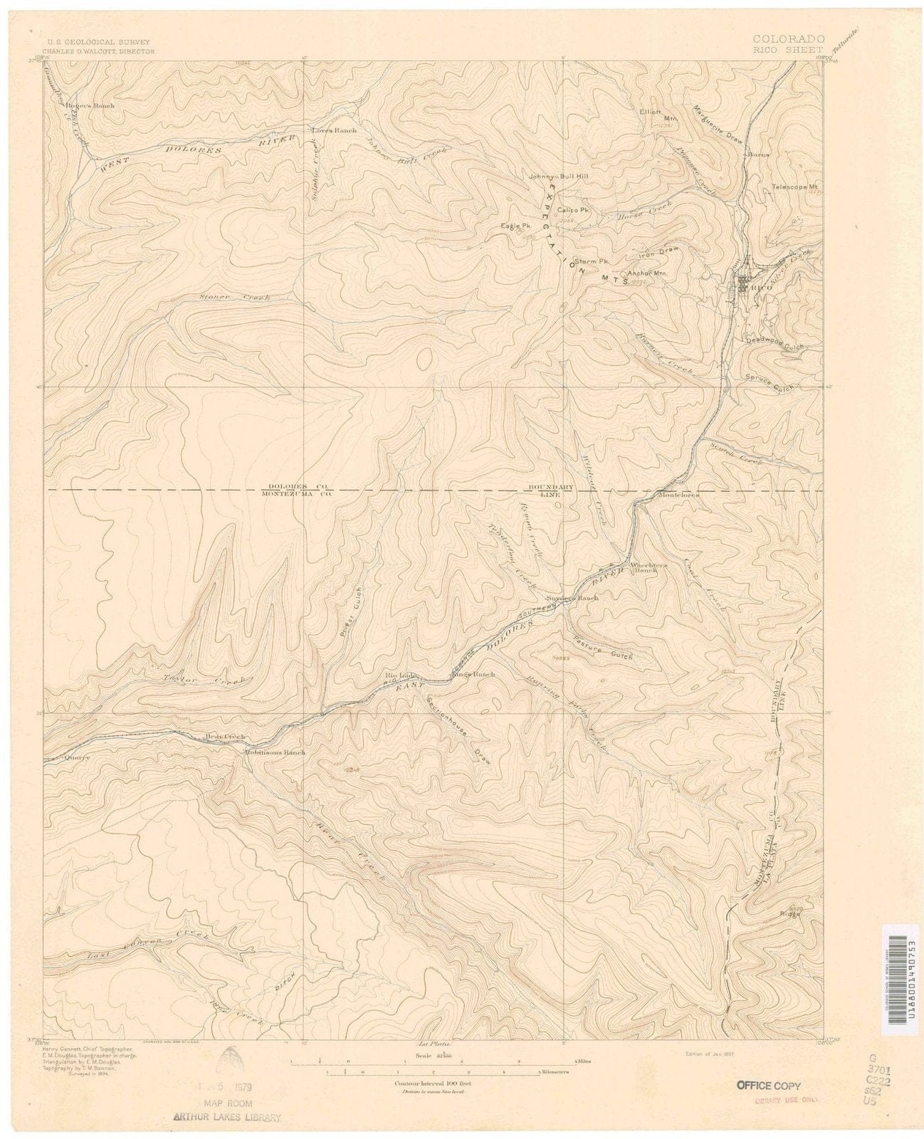 1897 Rico, CO - Colorado - USGS Topographic Map