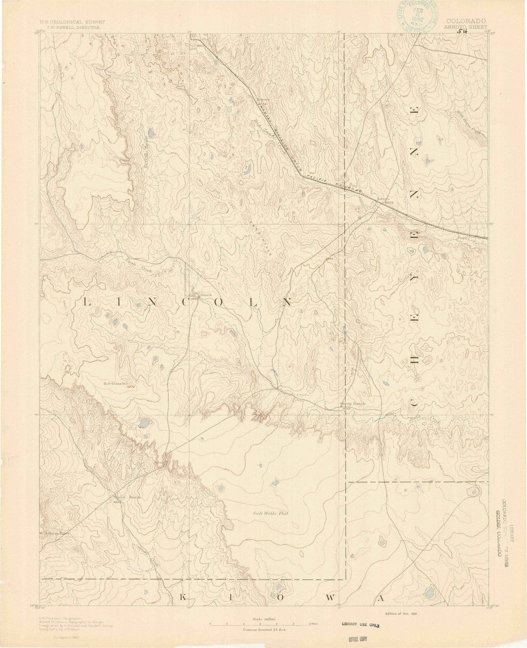1891 Arroyo, CO - Colorado - USGS Topographic Map