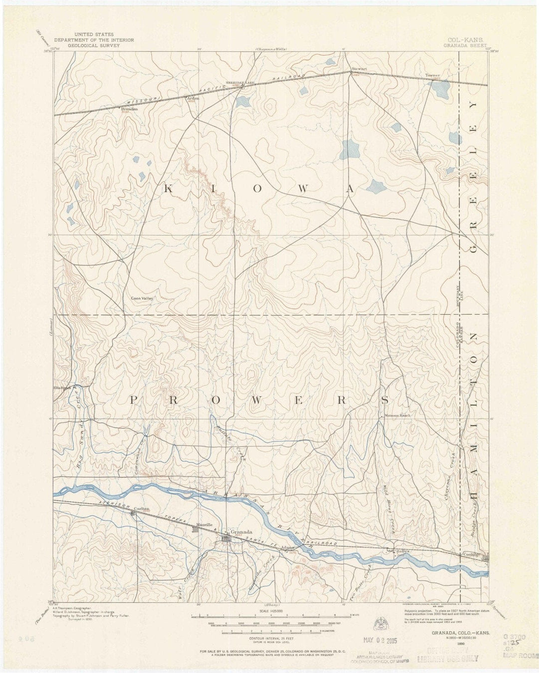 1890 Granada, CO - Colorado - USGS Topographic Map