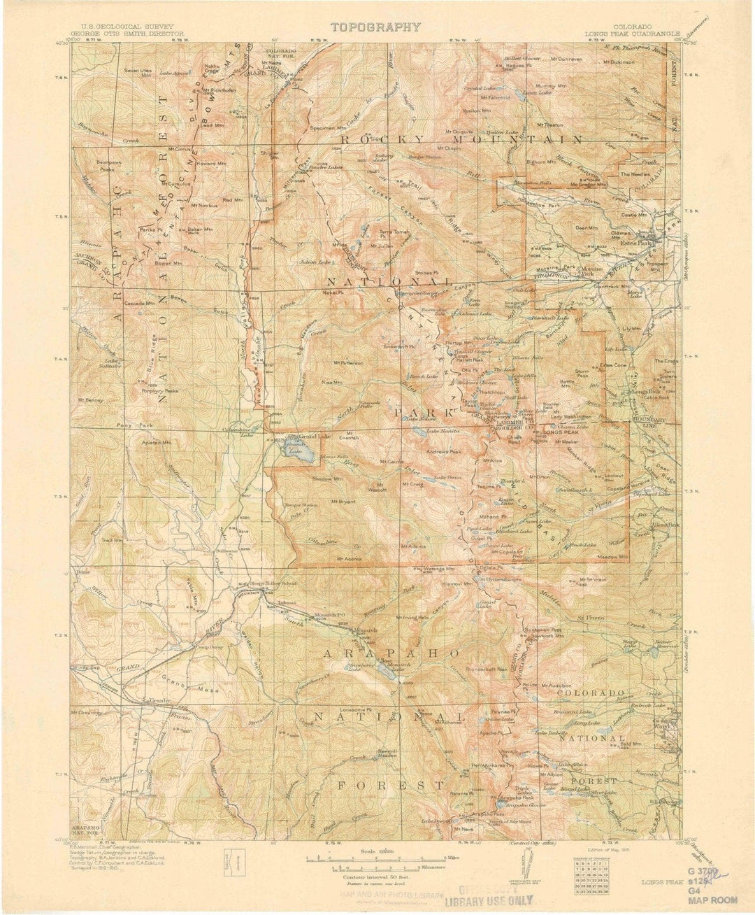 1915 Longs Peak, CO - Colorado - USGS Topographic Map