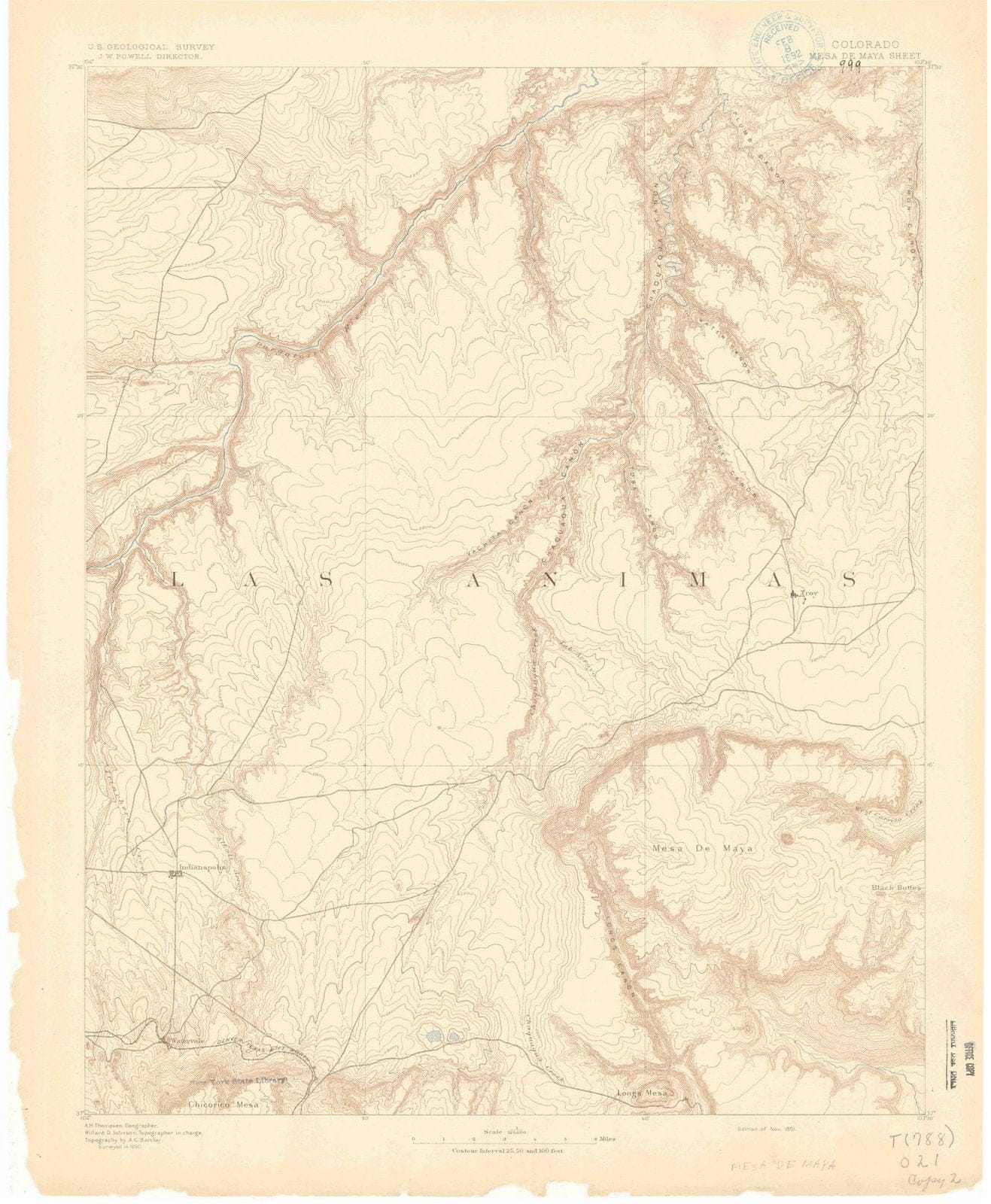 1891 Mesae Maya, CO - Colorado - USGS Topographic Map