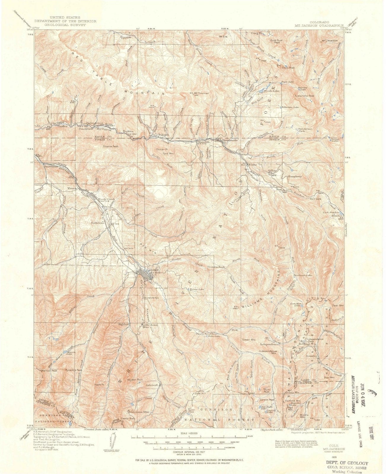 1909 Mount Jackson, CO - Colorado - USGS Topographic Map