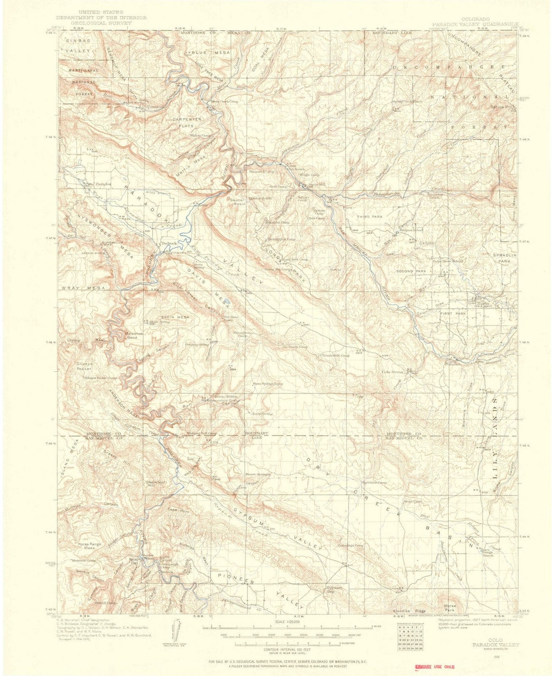 1916 Paradox Valley, CO - Colorado - USGS Topographic Map