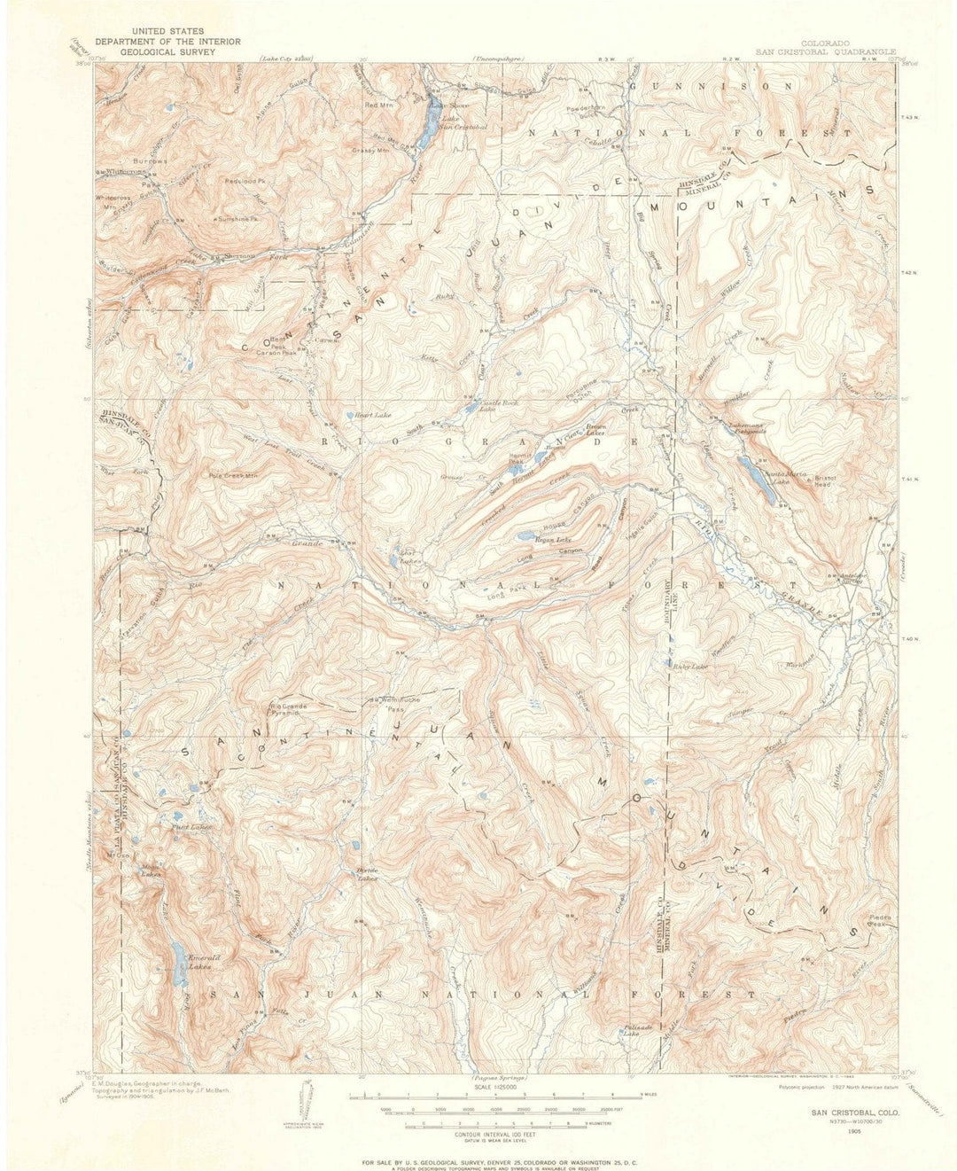 1905 San Cristobal, CO - Colorado - USGS Topographic Map