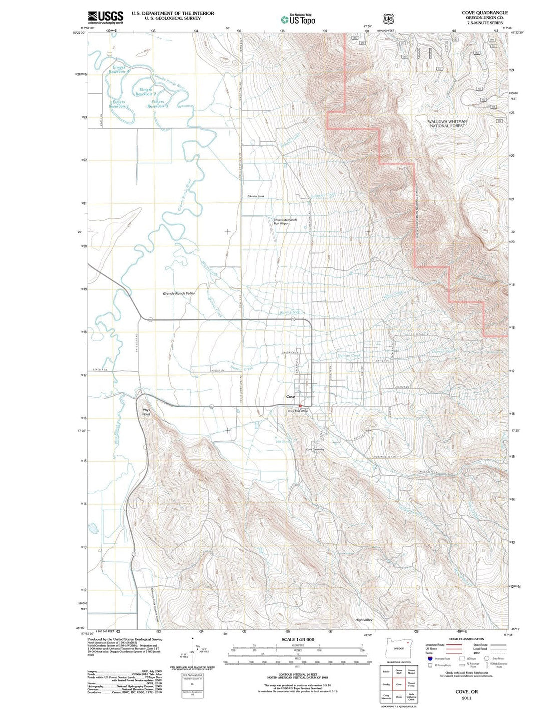 2011 Cove, OR - Oregon - USGS Topographic Map