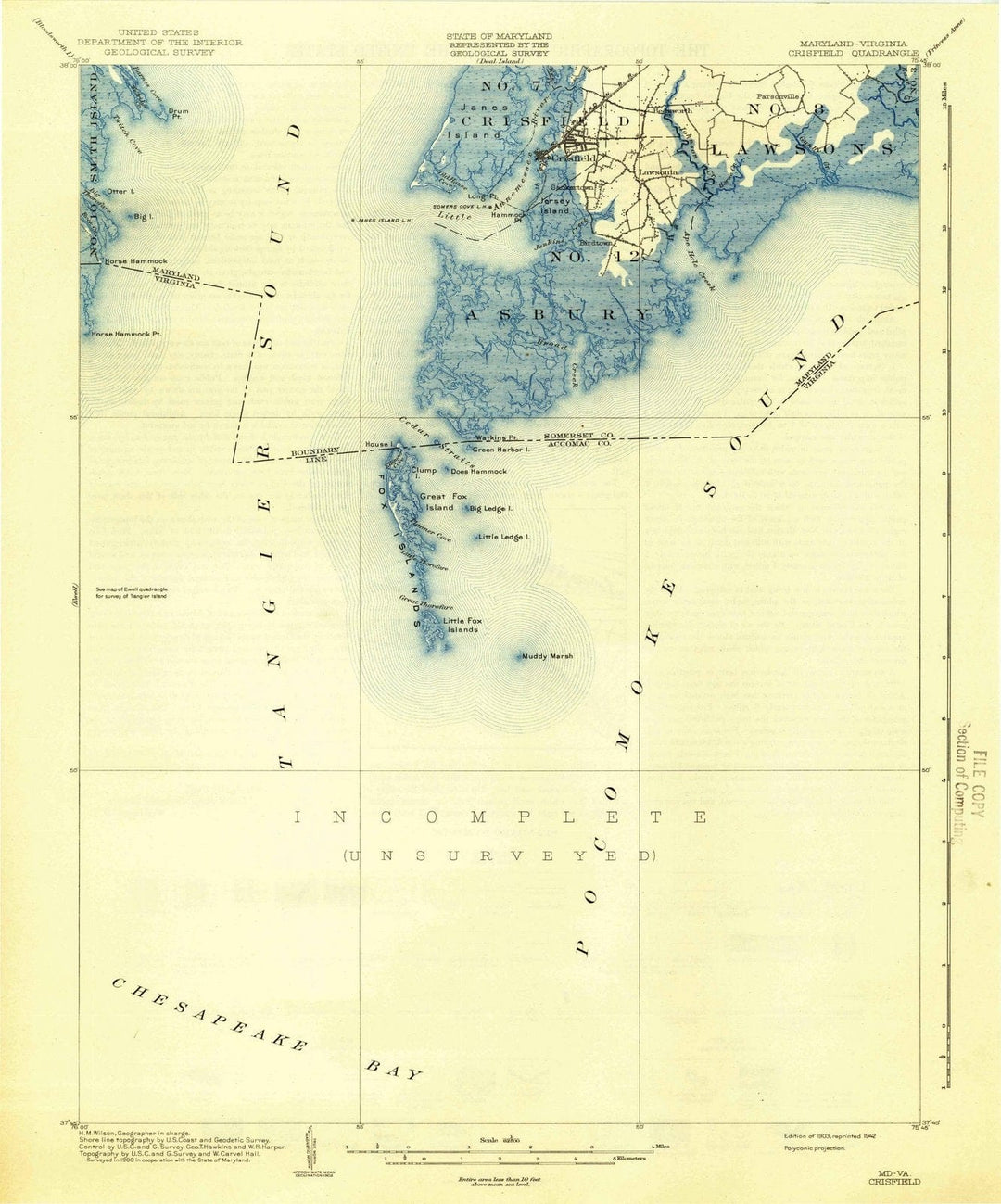1903 Crisfield, VA - Virginia - USGS Topographic Map