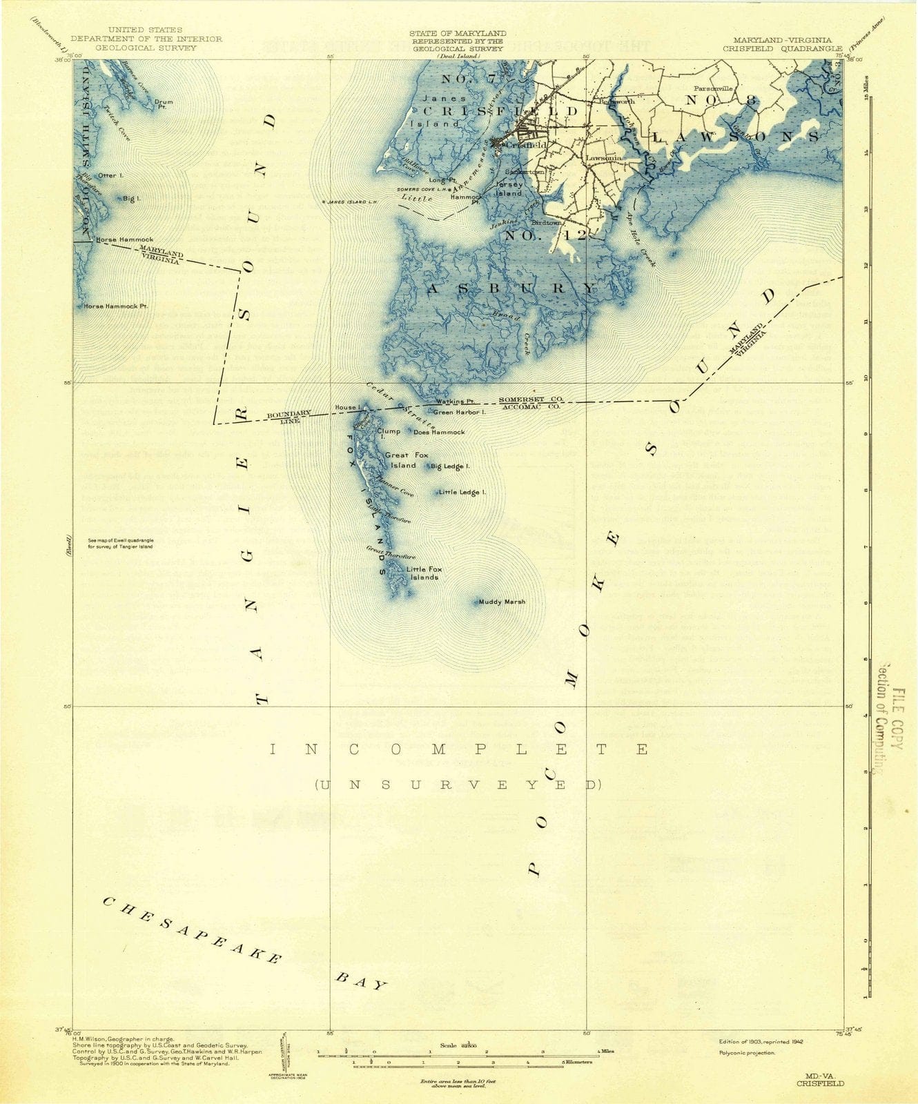 1903 Crisfield, VA - Virginia - USGS Topographic Map