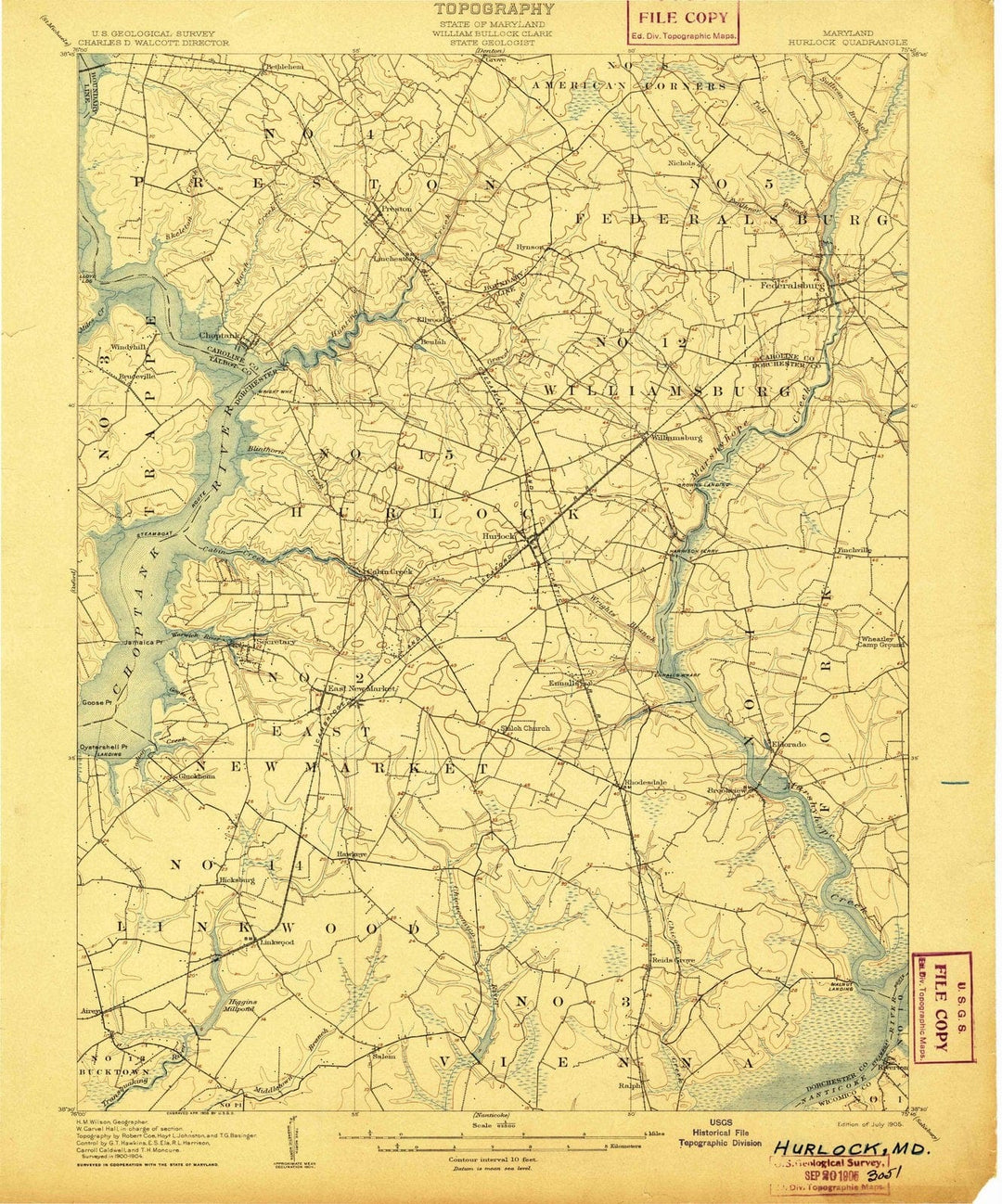 1905 Hurlock, MD - Maryland - USGS Topographic Map
