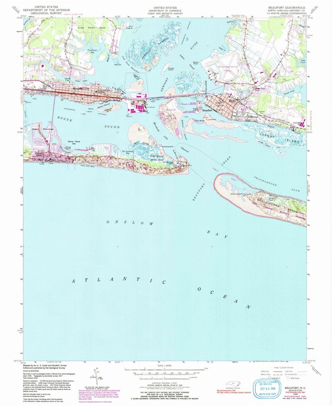 1949 Beaufort, NC - North Carolina - USGS Topographic Map