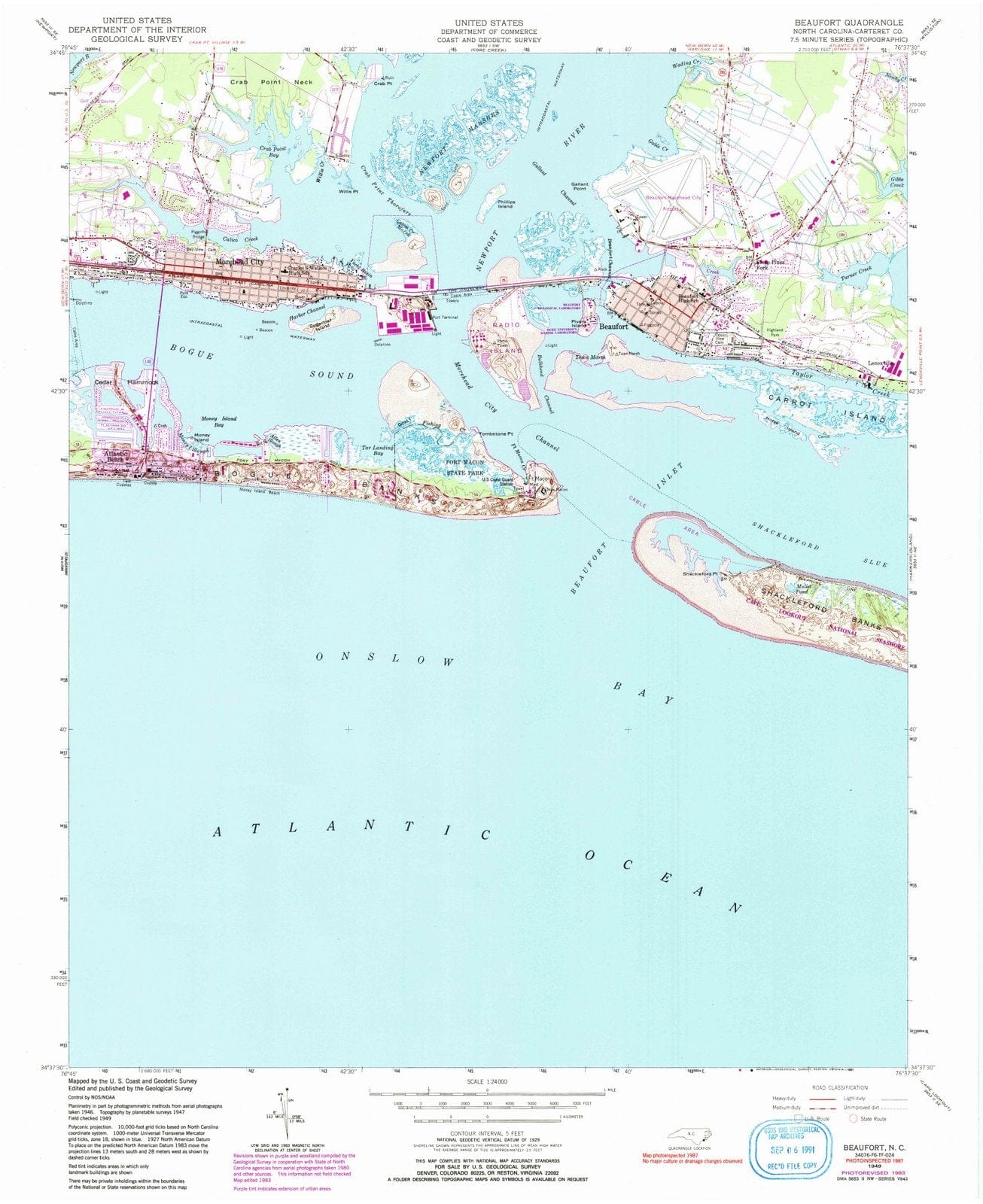 1949 Beaufort, NC - North Carolina - USGS Topographic Map