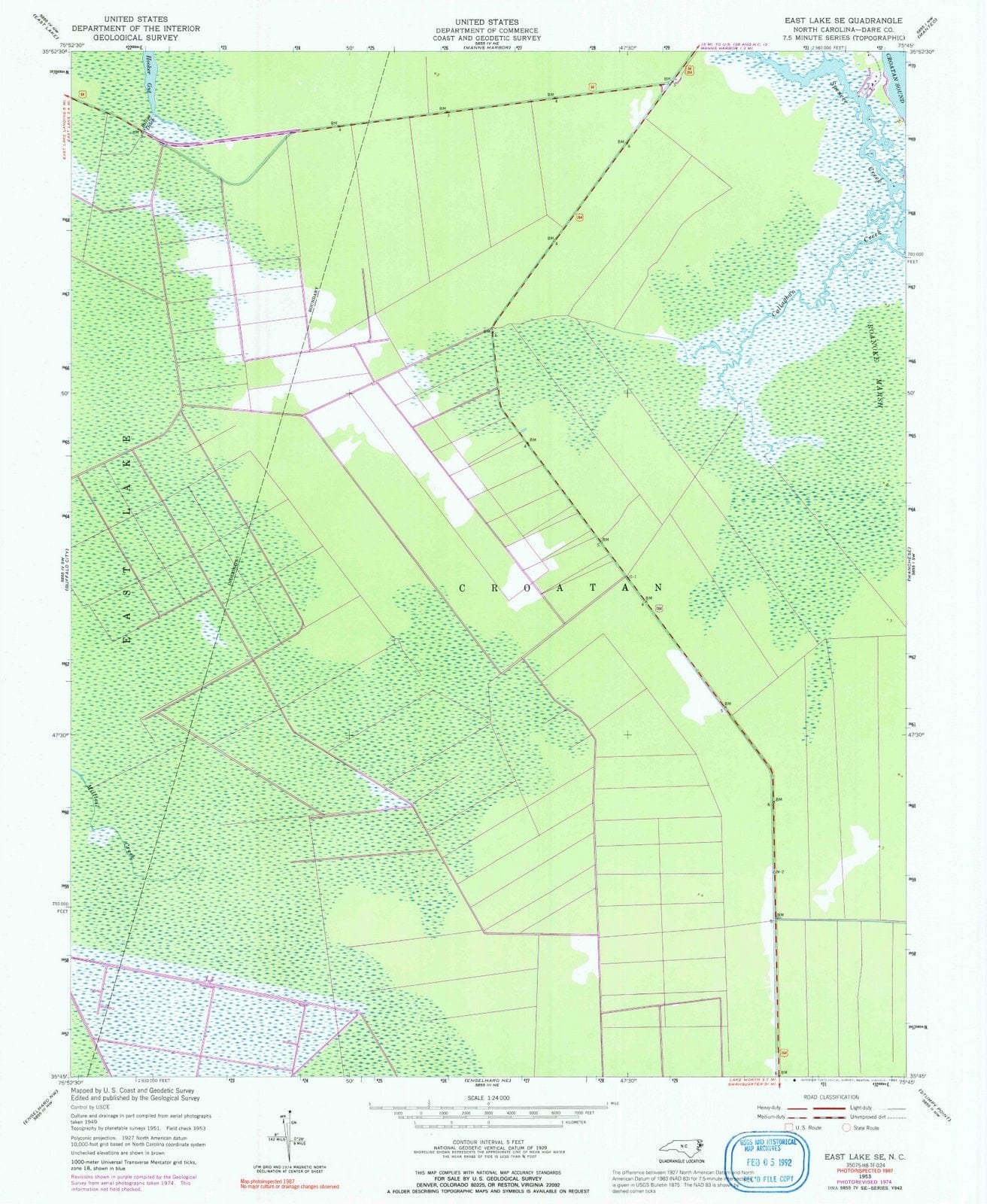 1953 East Lake, NC - North Carolina - USGS Topographic Map