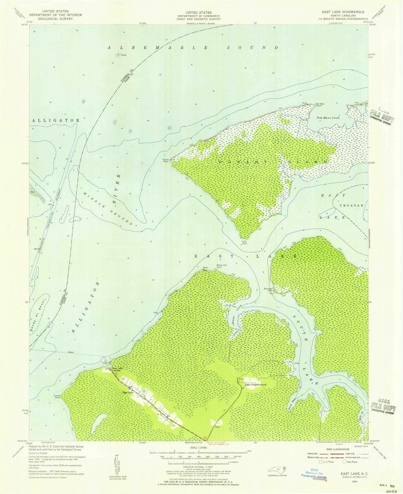 1953 East Lake, NC - North Carolina - USGS Topographic Map v2