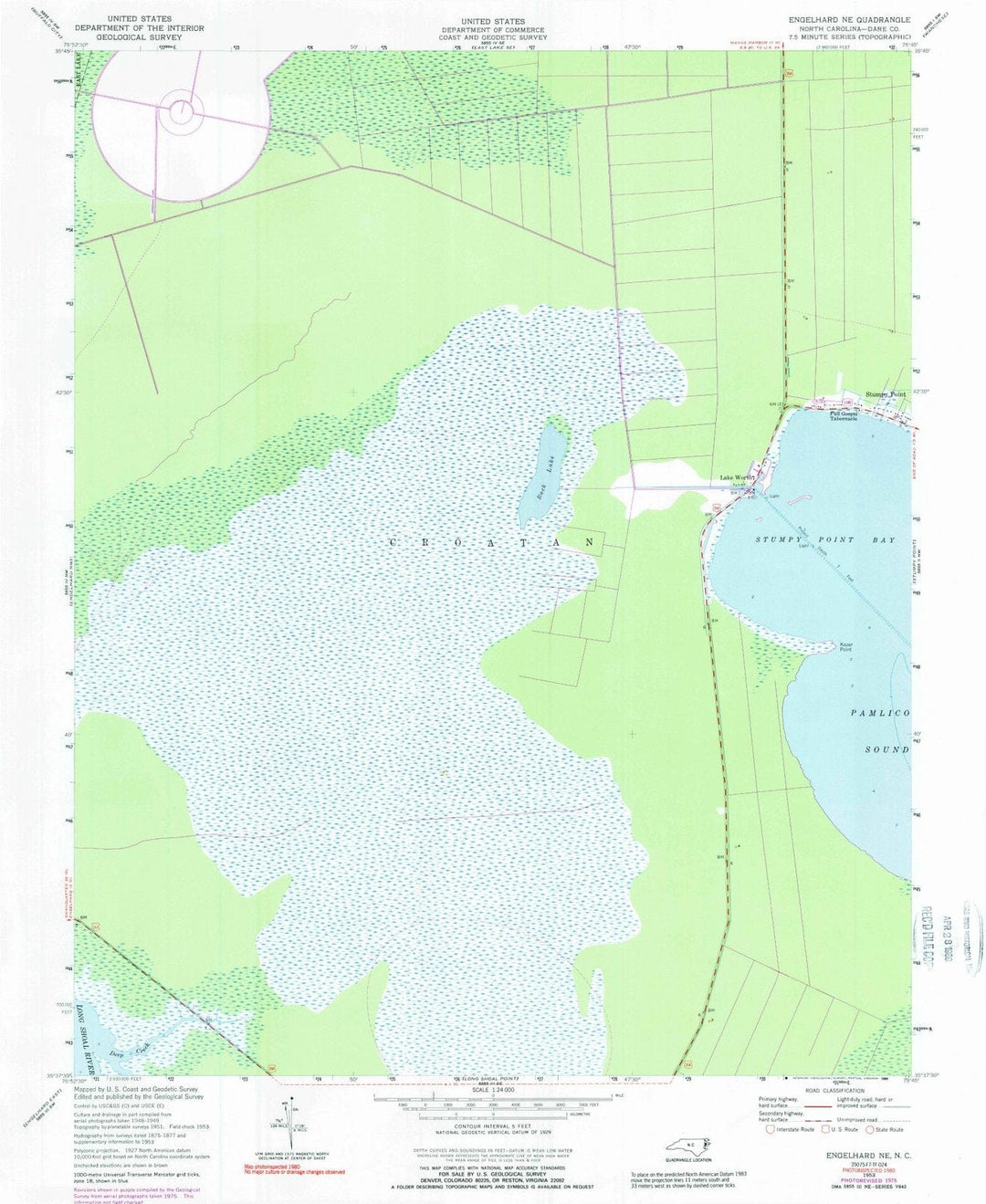 1953 Engelhard, NC - North Carolina - USGS Topographic Map