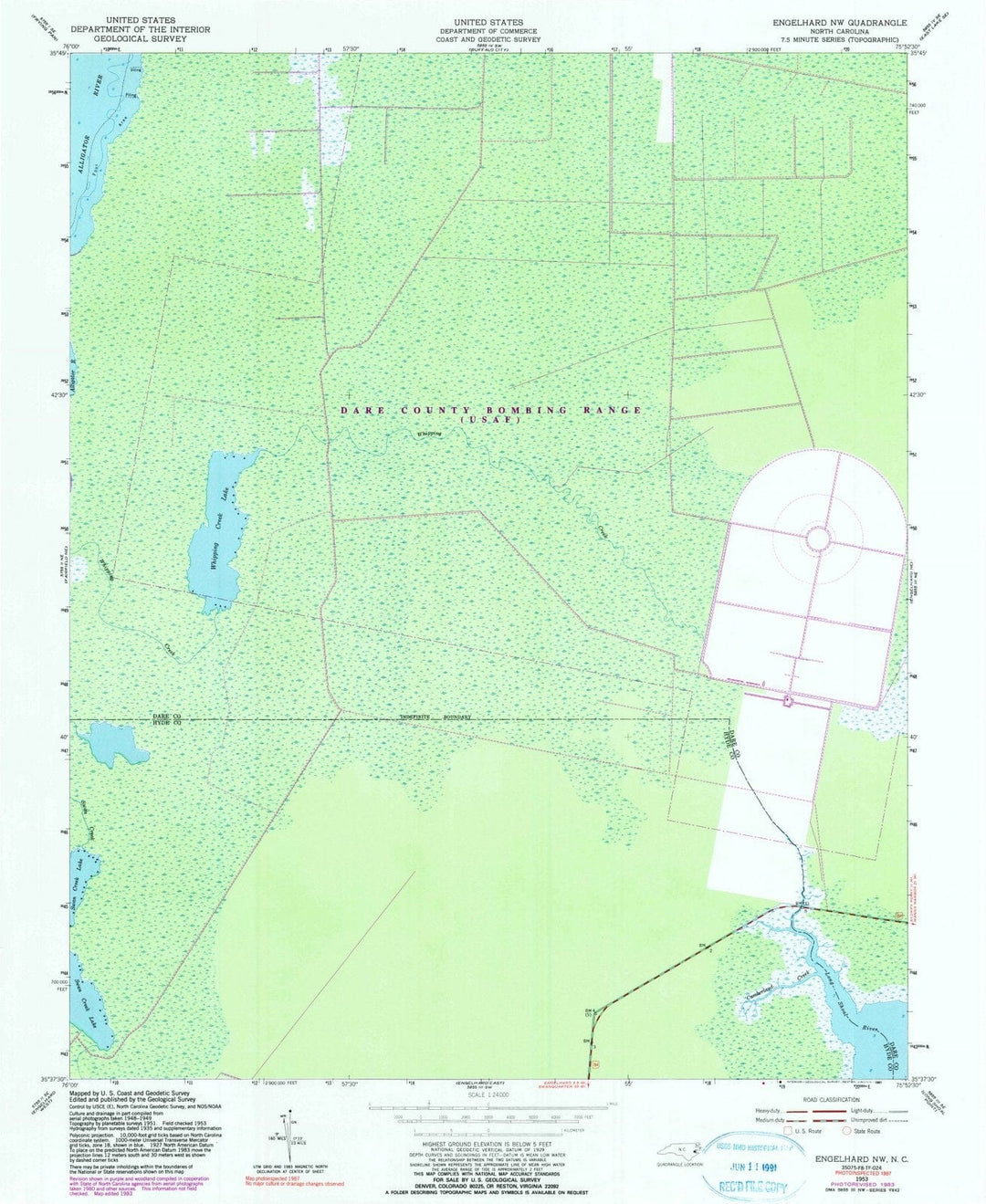 1953 Engelhard, NC - North Carolina - USGS Topographic Map v2
