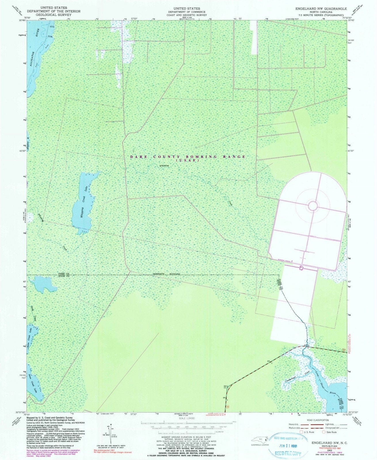 1953 Engelhard, NC - North Carolina - USGS Topographic Map v2