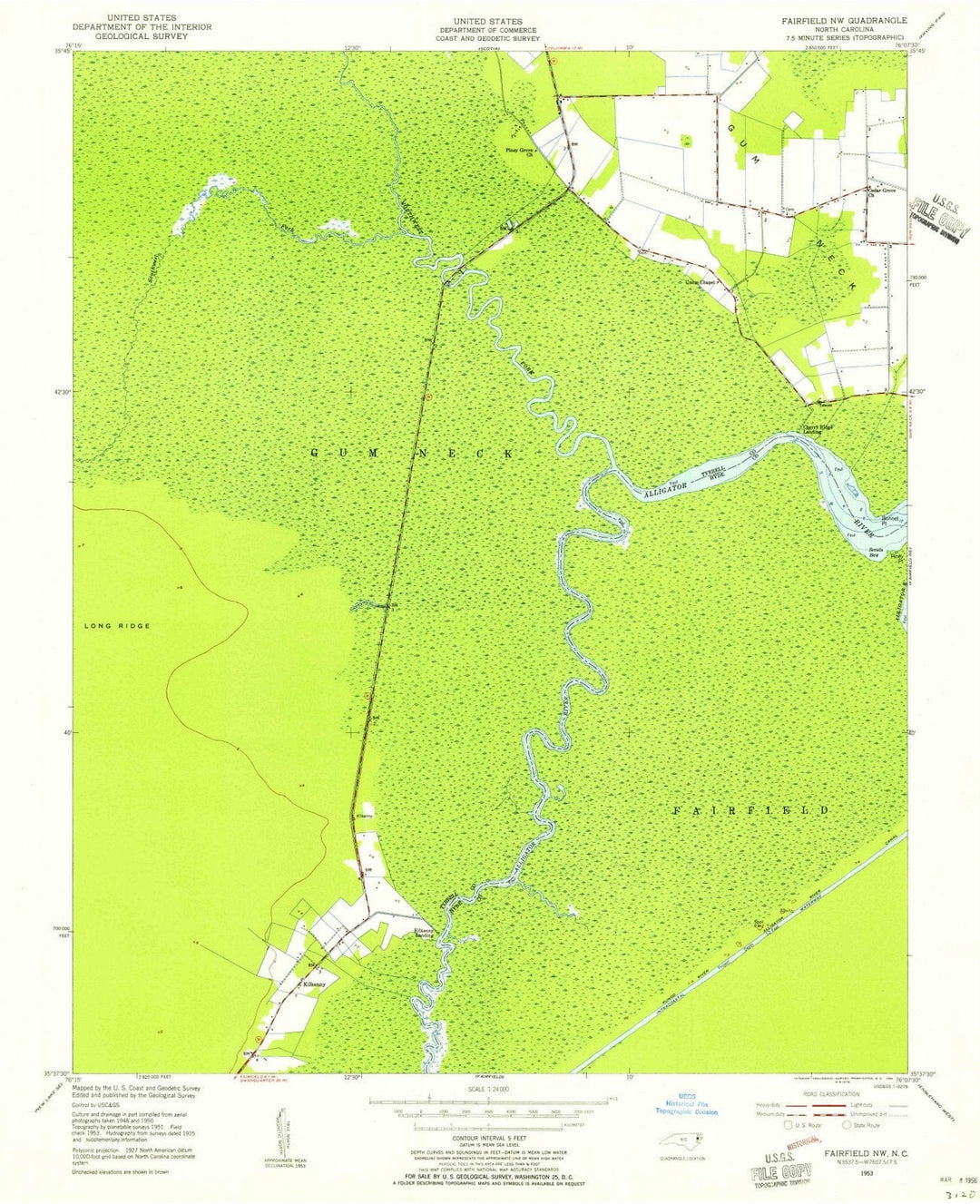 1953 Fairfield, NC - North Carolina - USGS Topographic Map v2