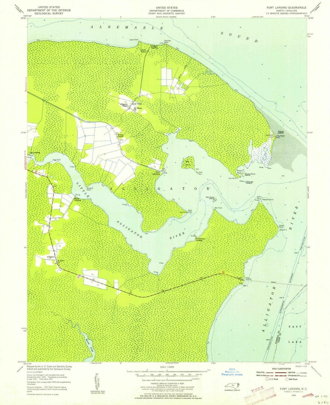 1953 Fort Landing, NC - North Carolina - USGS Topographic Map