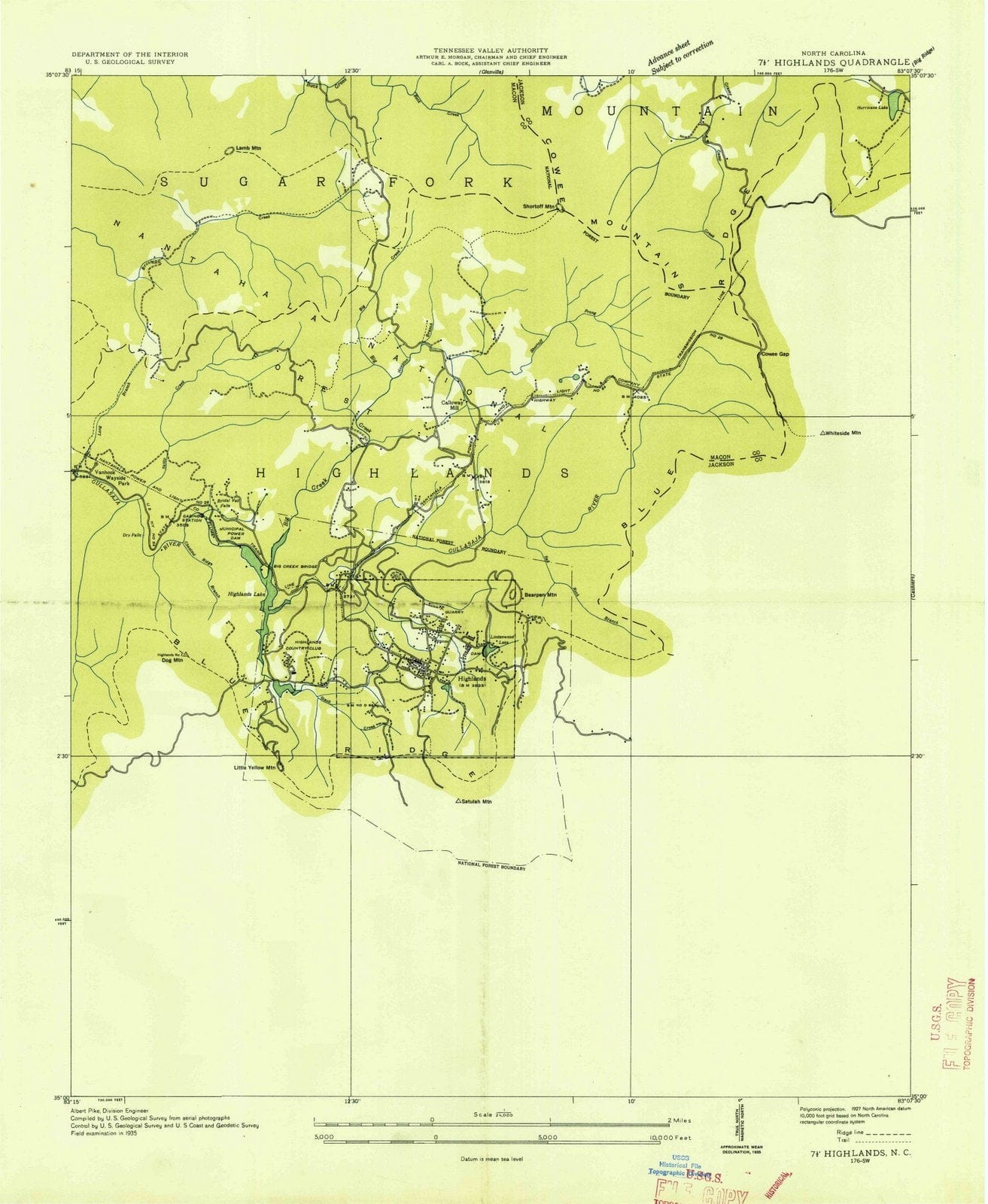 1935 Highlands, NC - North Carolina - USGS Topographic Map