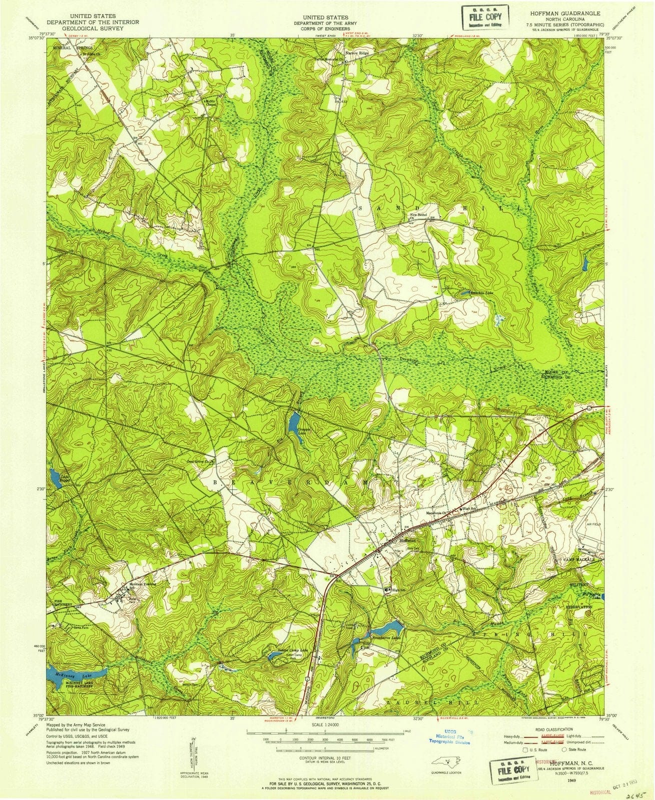 1949 Hoffman, NC - North Carolina - USGS Topographic Map
