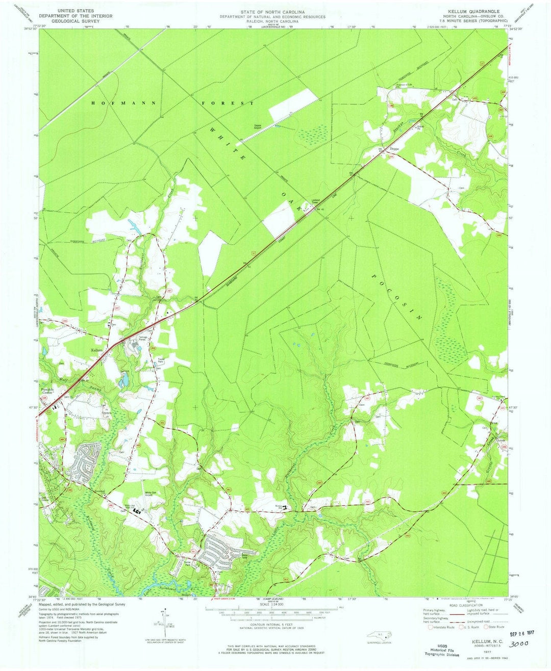 1977 Kellum, NC - North Carolina - USGS Topographic Map