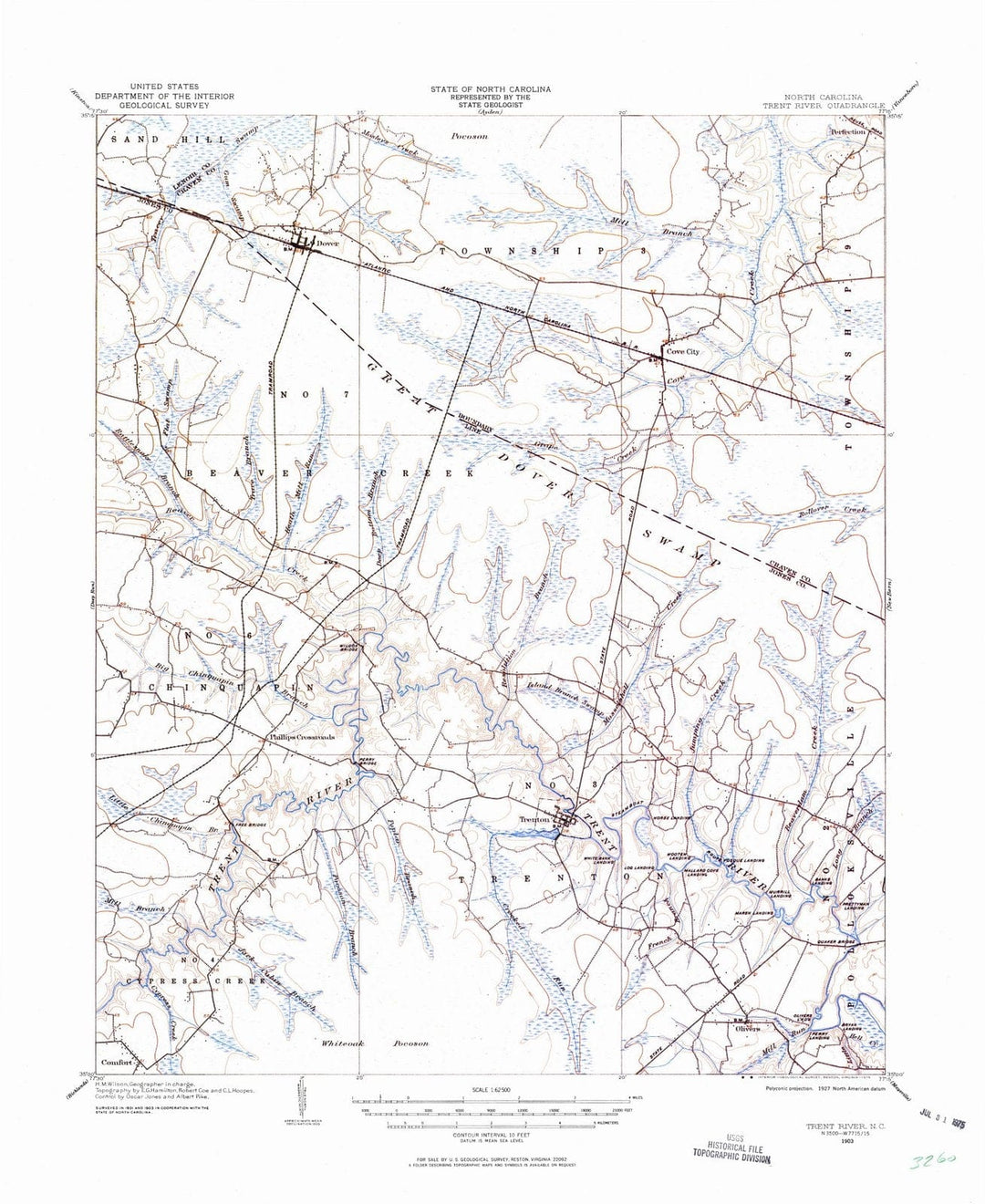 1903 Trent River, NC - North Carolina - USGS Topographic Map