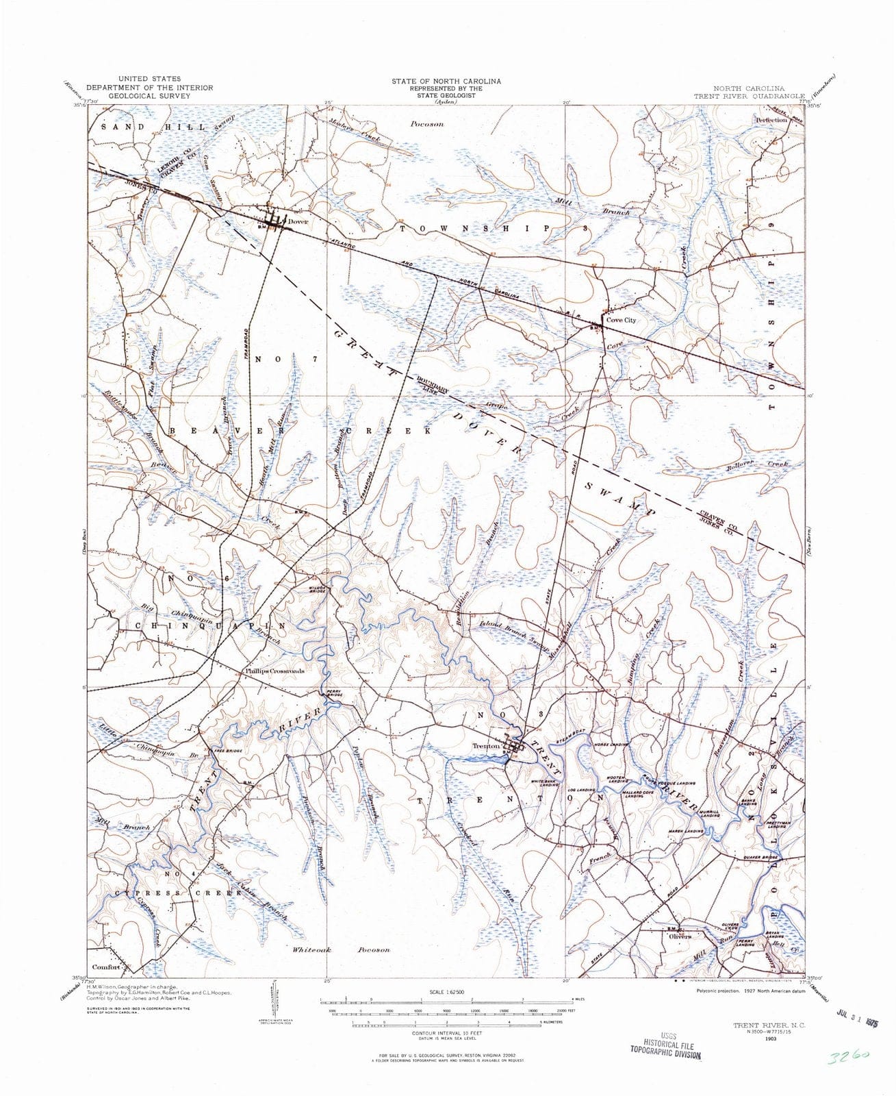 1903 Trent River, NC - North Carolina - USGS Topographic Map