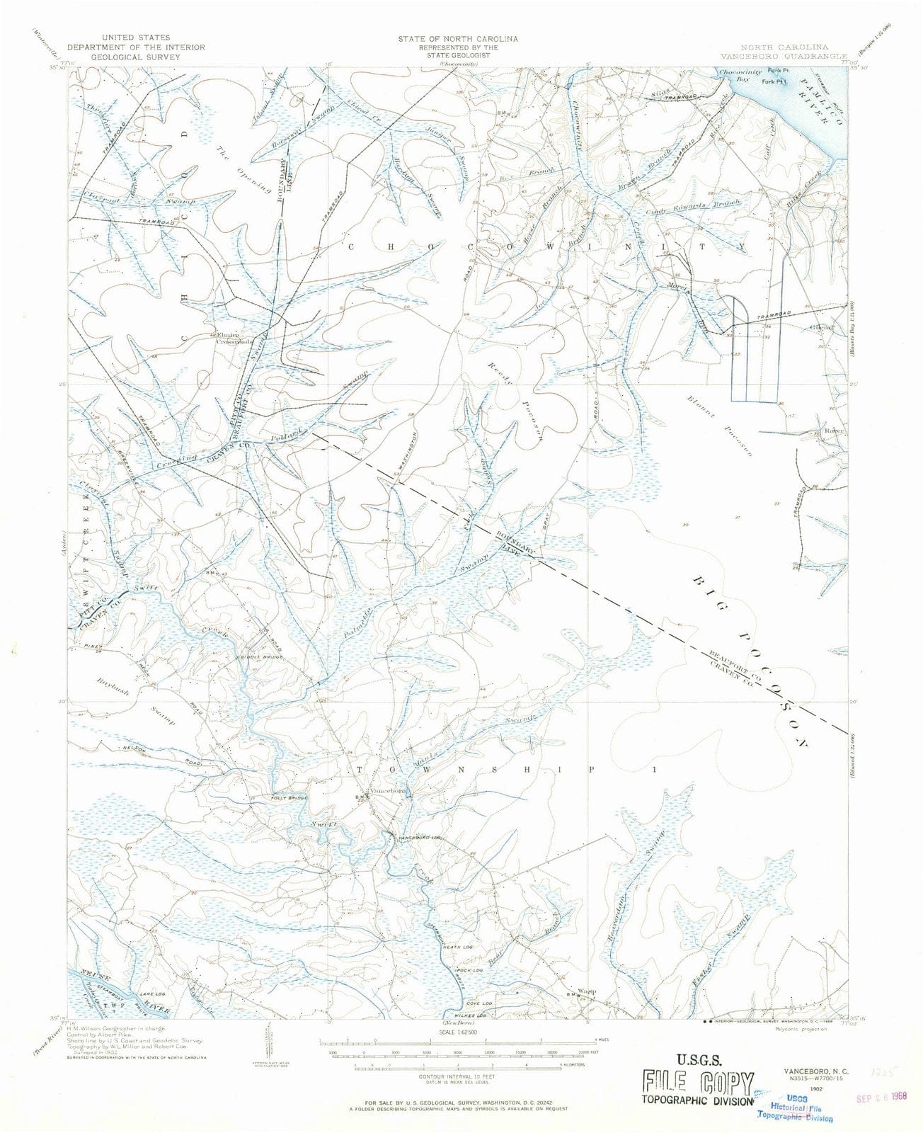 1902 Vanceboro, NC - North Carolina - USGS Topographic Map