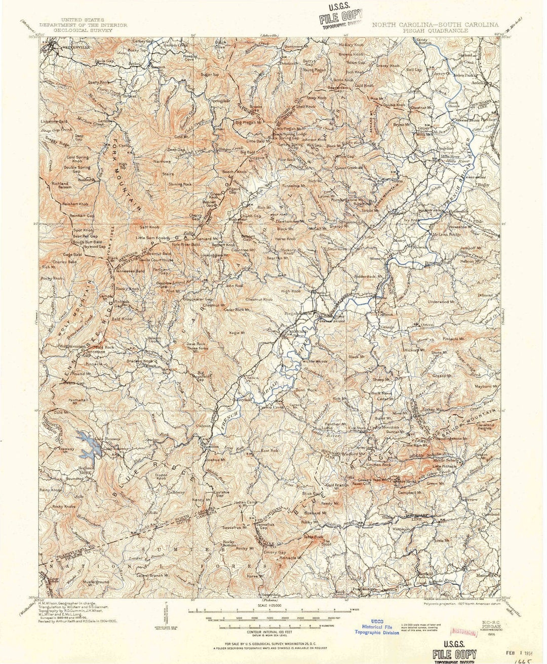 1905 Pisgah, NC - North Carolina - USGS Topographic Map