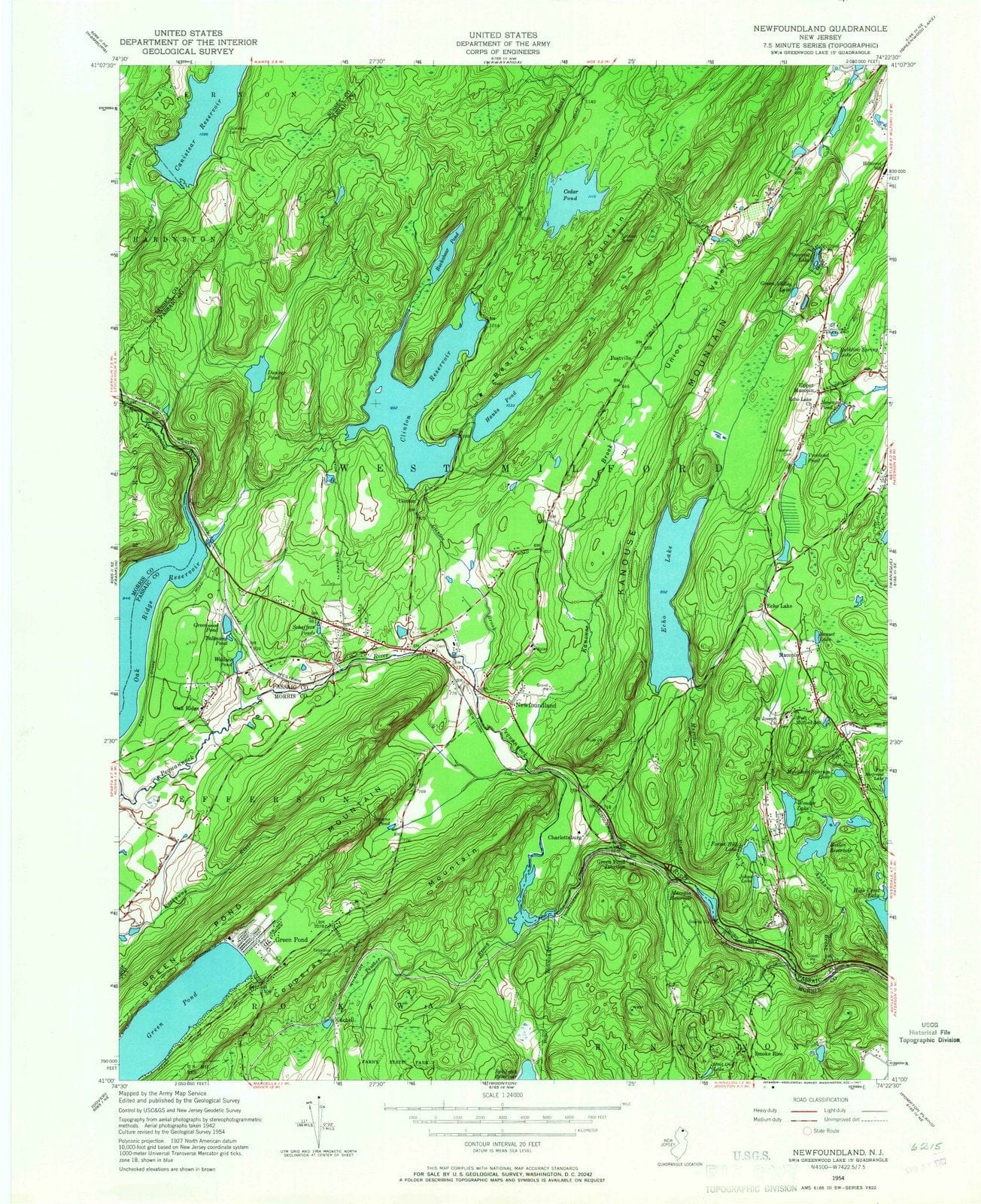1954 Newfoundland, NJ - New Jersey - USGS Topographic Map